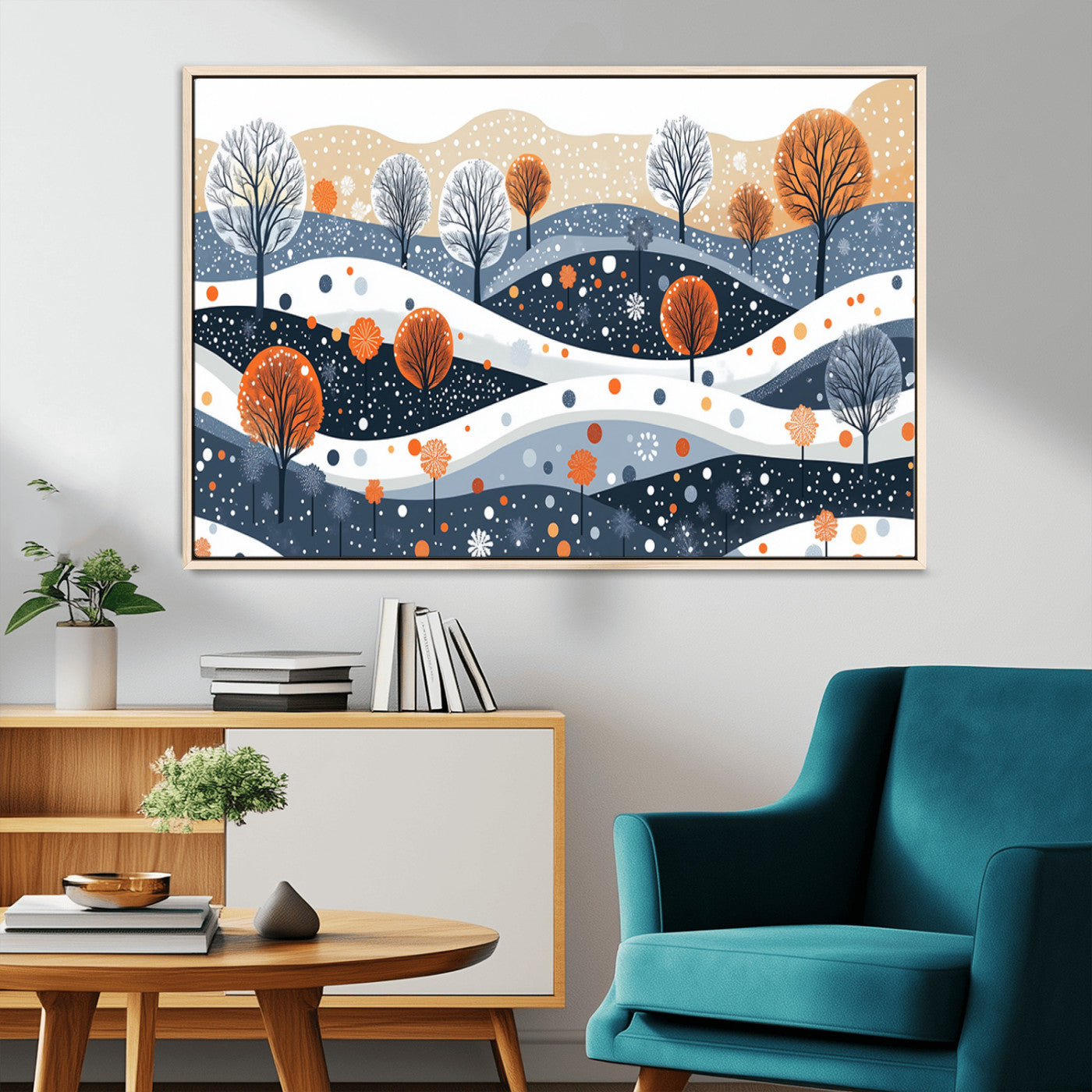 MGV-FC-36X24 - Abstract Winter Landscape Canvas Wall Art Print -  Large Colorful Nature Wall Decor