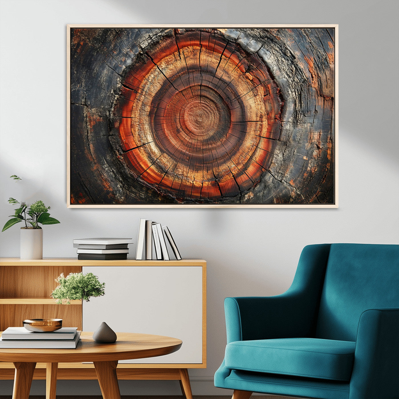 MGV-FC-36X24 - Wood Grain Canvas Wall Art - Framed Abstract Tree Ring Framed Wall Art, Wood Grain Canvas Wall