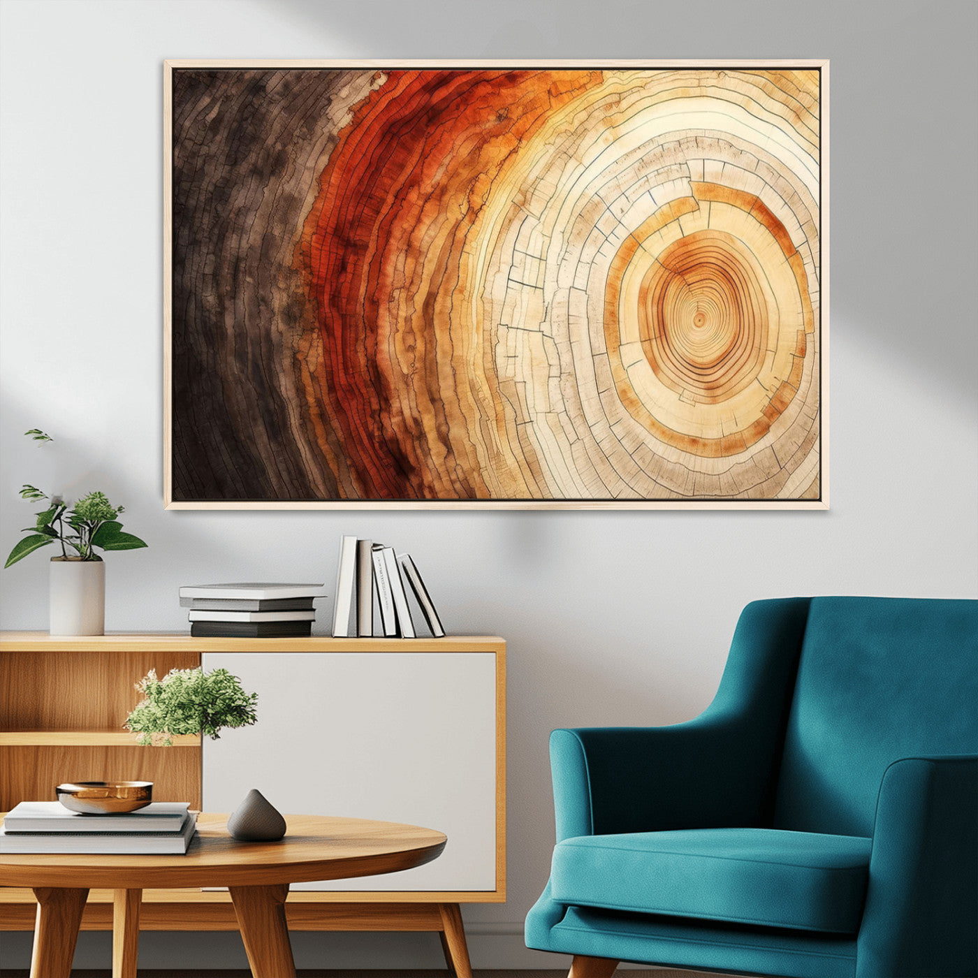 MGV-FC-36X24 - Tree Ring Print on Canvas Wall Art, Tree Stump Print, Wood Wall Art Living Room, Abstract Natural