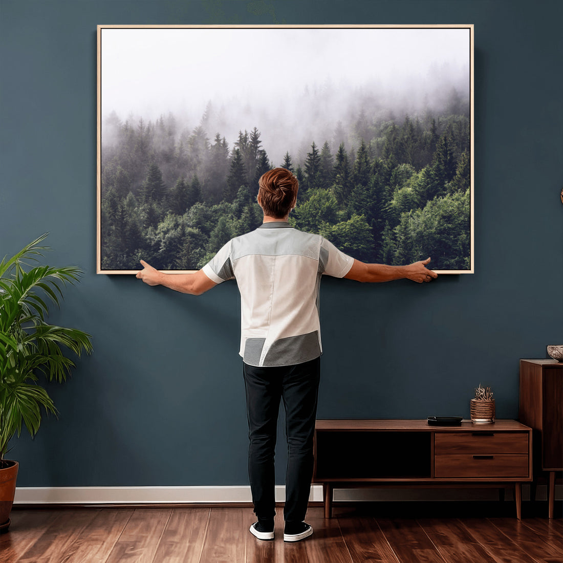 Misty Forest Canvas Wall Art | Serene Triptych Nature Print