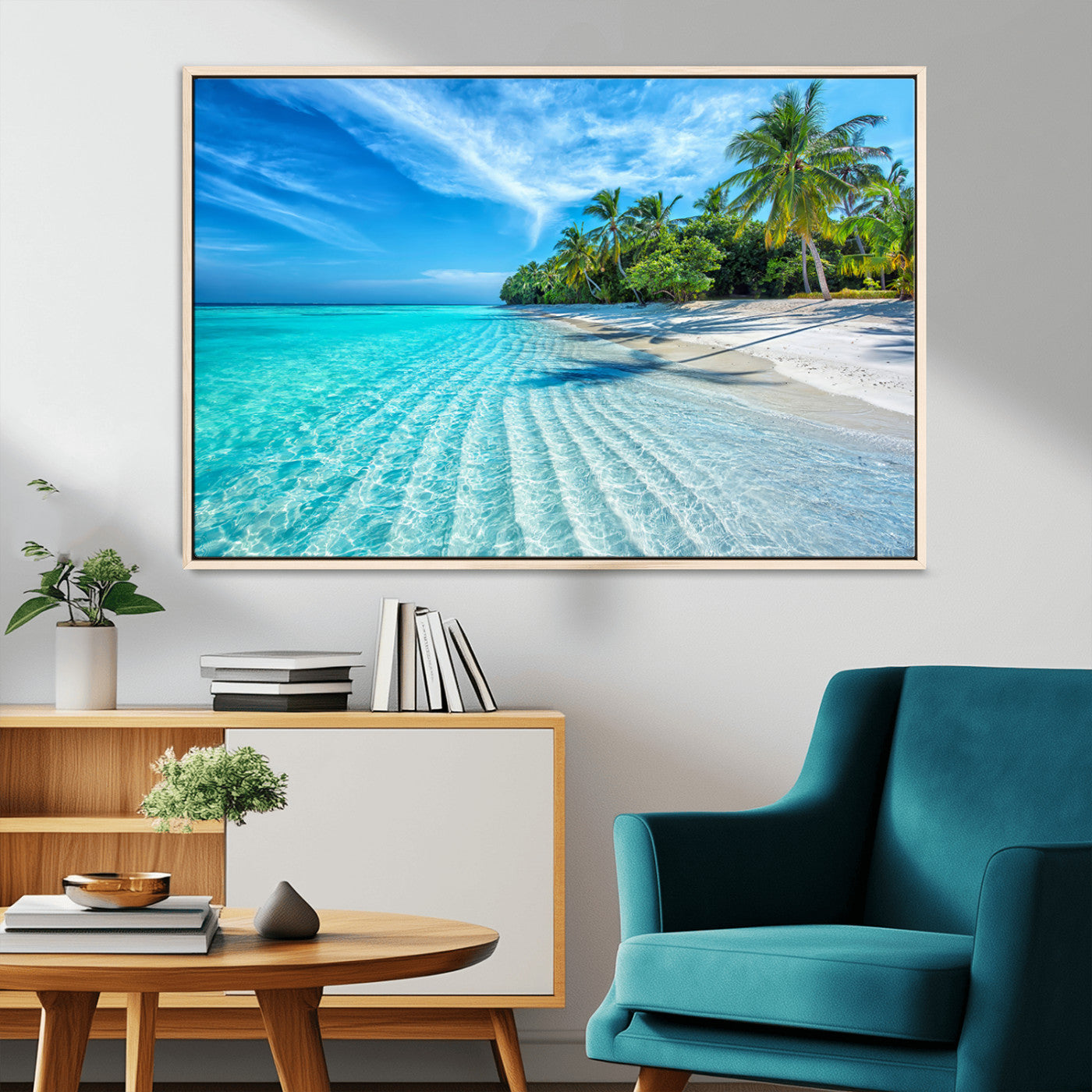MGV-FC-36X24 - Tropical Beach Wall Art Canvas Print - Serene Ocean Landscape with Crystal Clear Turquoise Water and