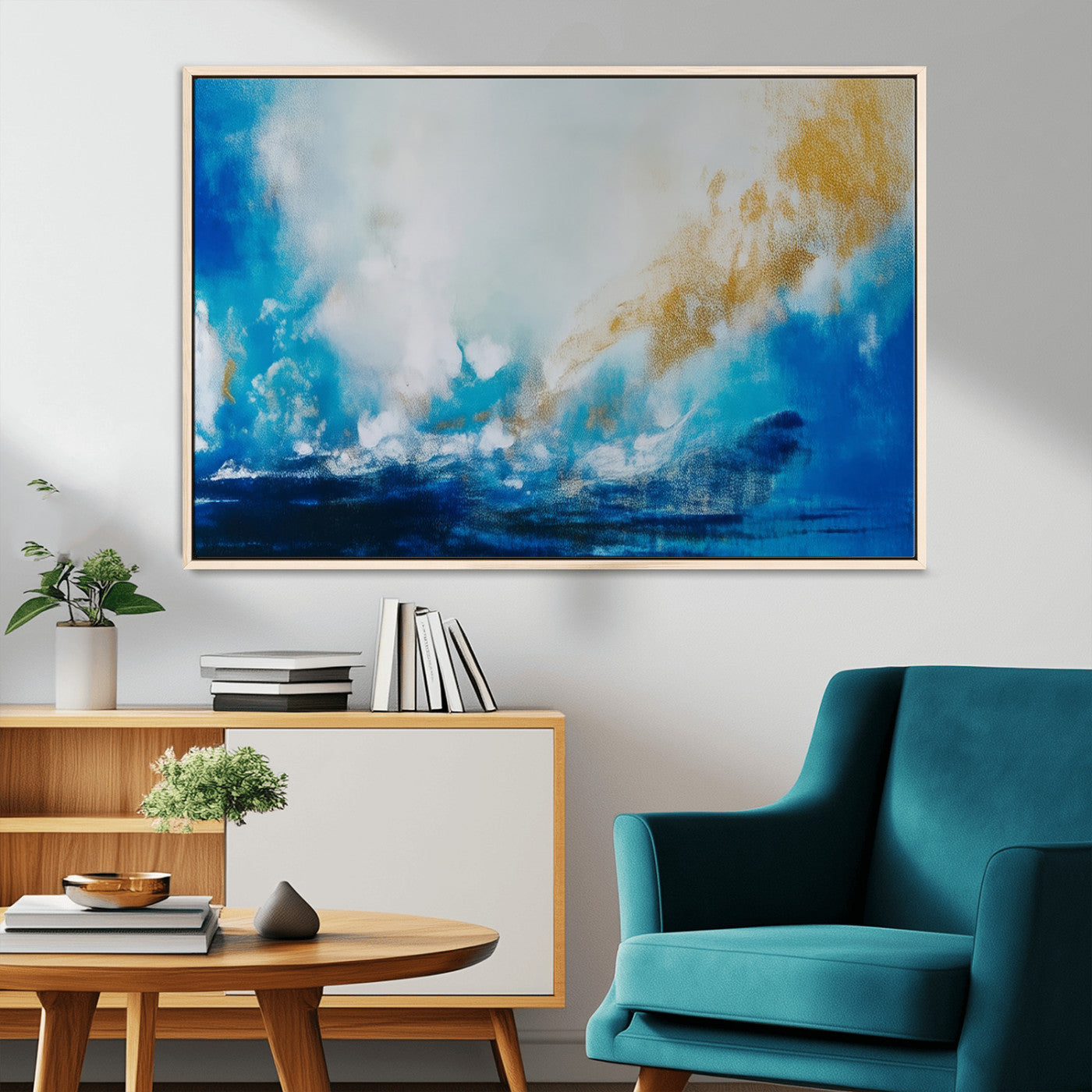 MGV-FC-36X24 - Blue Abstract Print - Dynamic Ocean-Inspired Canvas Wall Art