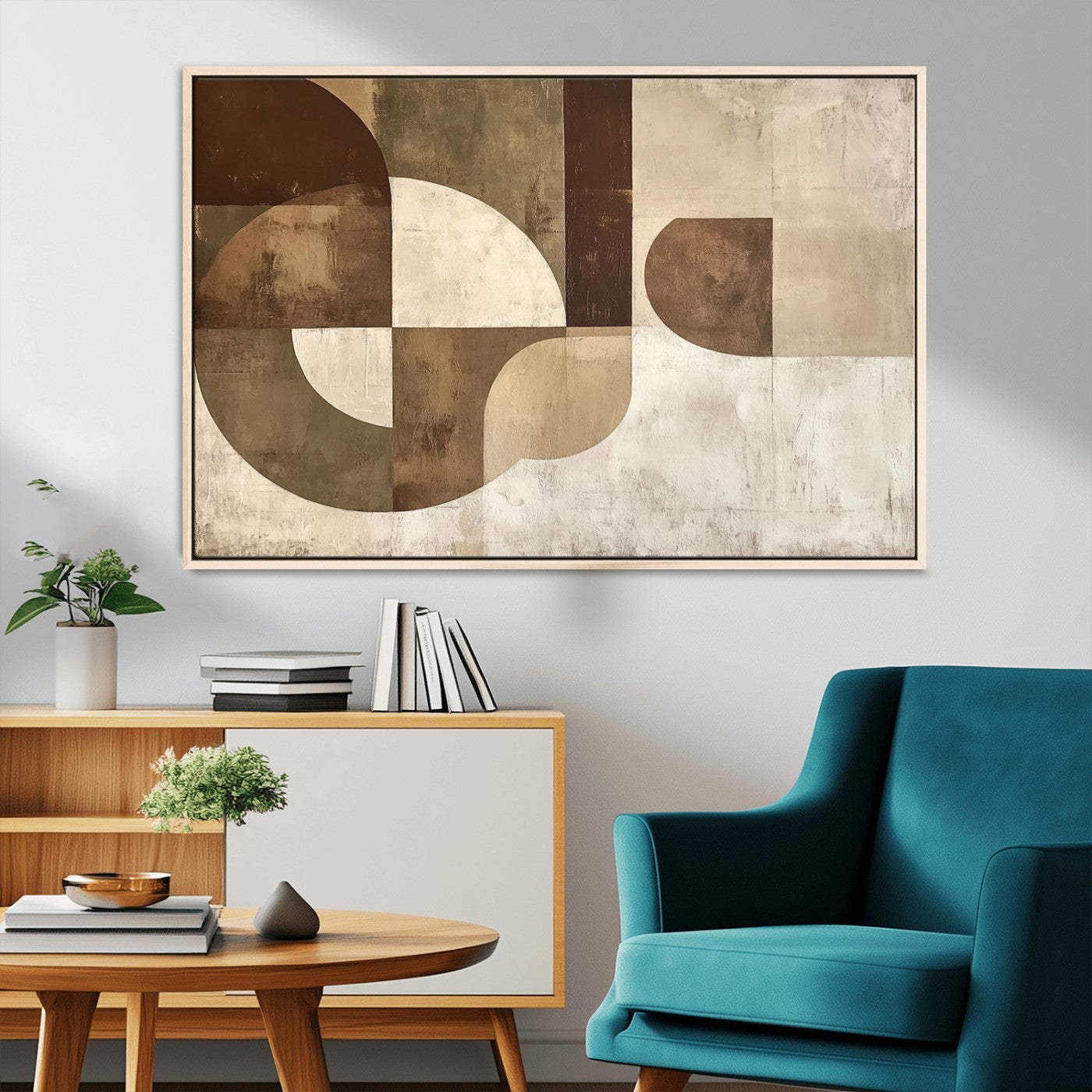 MGV-FC-36X24 - Wabi Sabi Geometric Wall Art | Abstract Modern Minimalist Canvas Print with Neutral Mid Century Art