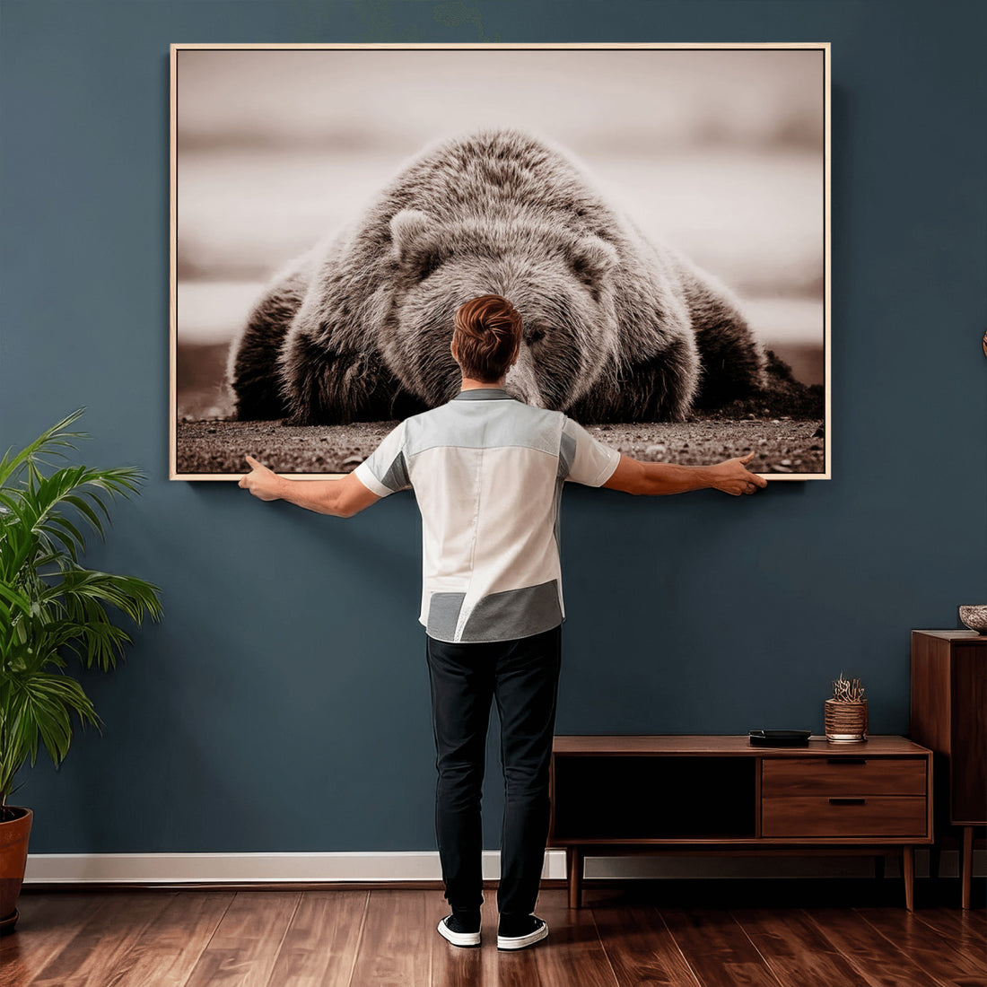 Grizzly Bear Wall Art Print, Bear Canvas Wall Art, Rustic Decor