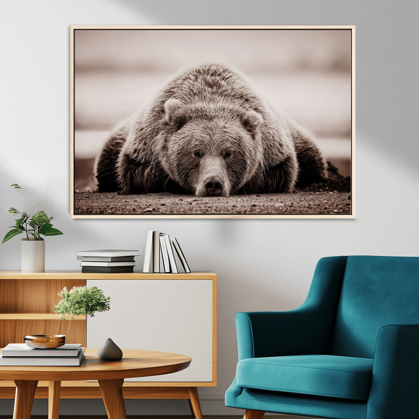 MGV-FC-36X24 - Grizzly Bear Wall Art Print - Bear Canvas Wall Art - Rustic Bear Portrait Canvas Print for Cabin
