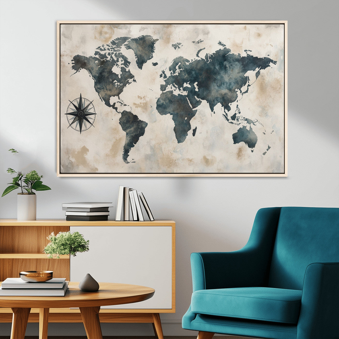 MGV-FC-36X24 - Push Pin World Map Canvas Print – Framed Wall Art for Couples to Track Their Travels – Anniversary