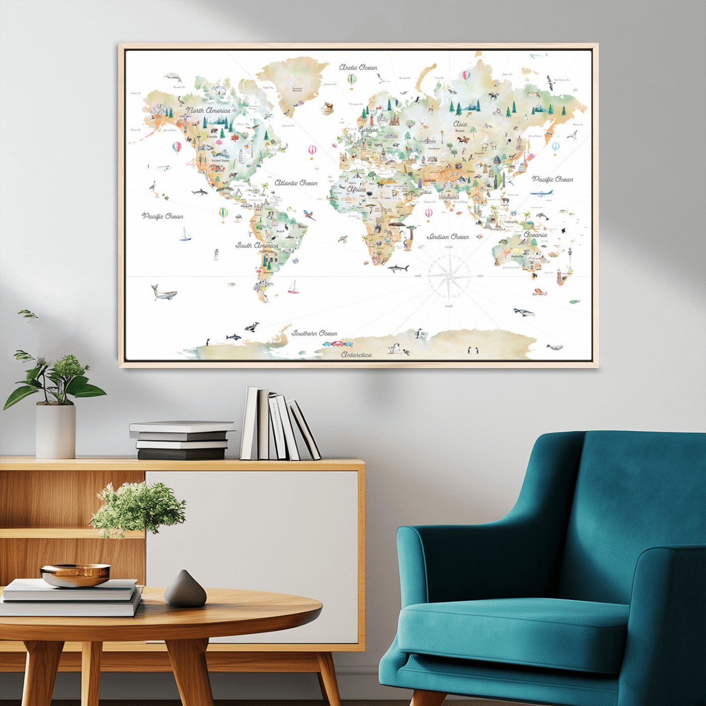 MGV-FC-36X24 - Push Pin World Map Canvas Print – Framed Wall Art for Couples to Track Their Travels – Anniversary