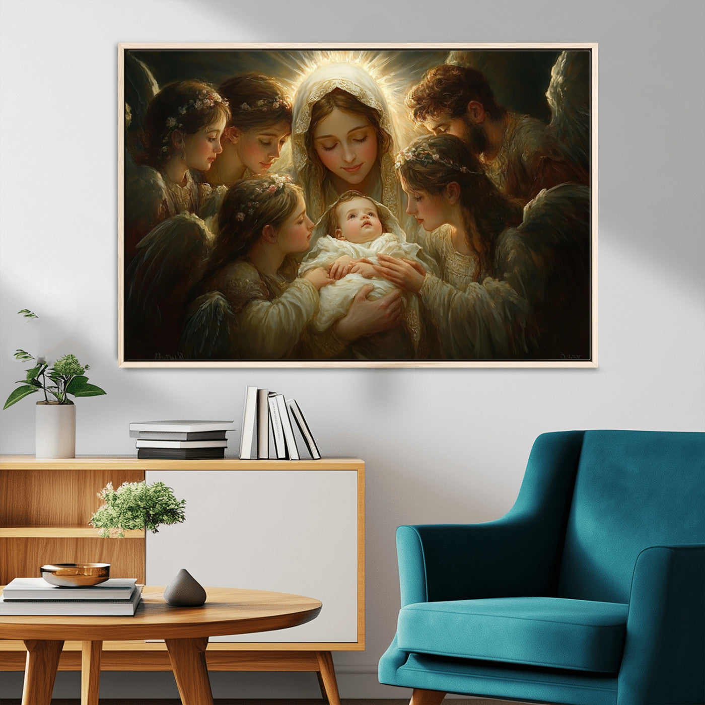 MGV-FC-36X24 - Mary Jesus Canvas Wall Art Print - Madonna and Child with Apostles Art Print - Classic Christian