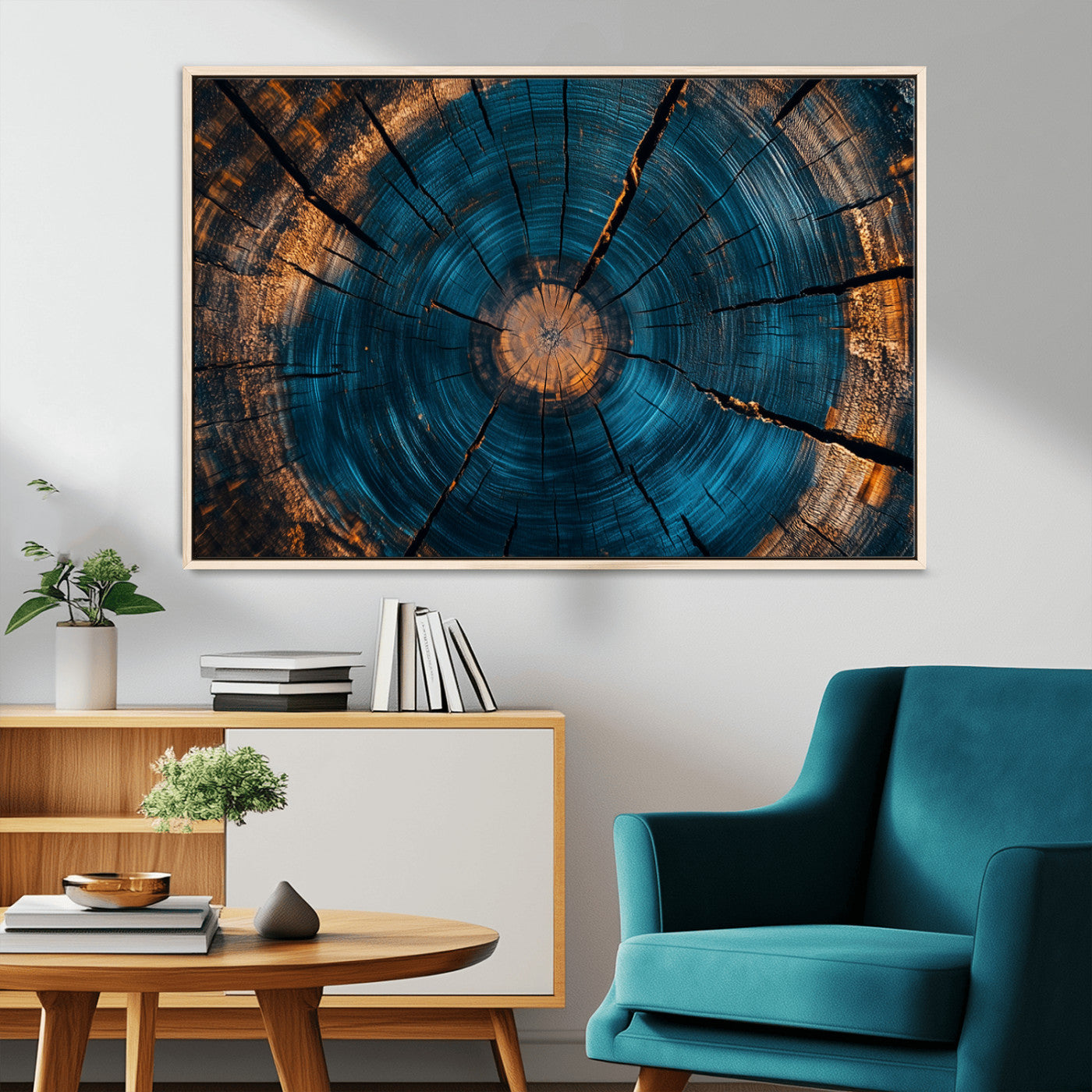 MGV-FC-36X24 - Abstract Tree Rings Wall Art Canvas Print - Wood Grain Rings Artwork Print - Nature Woodland Modern