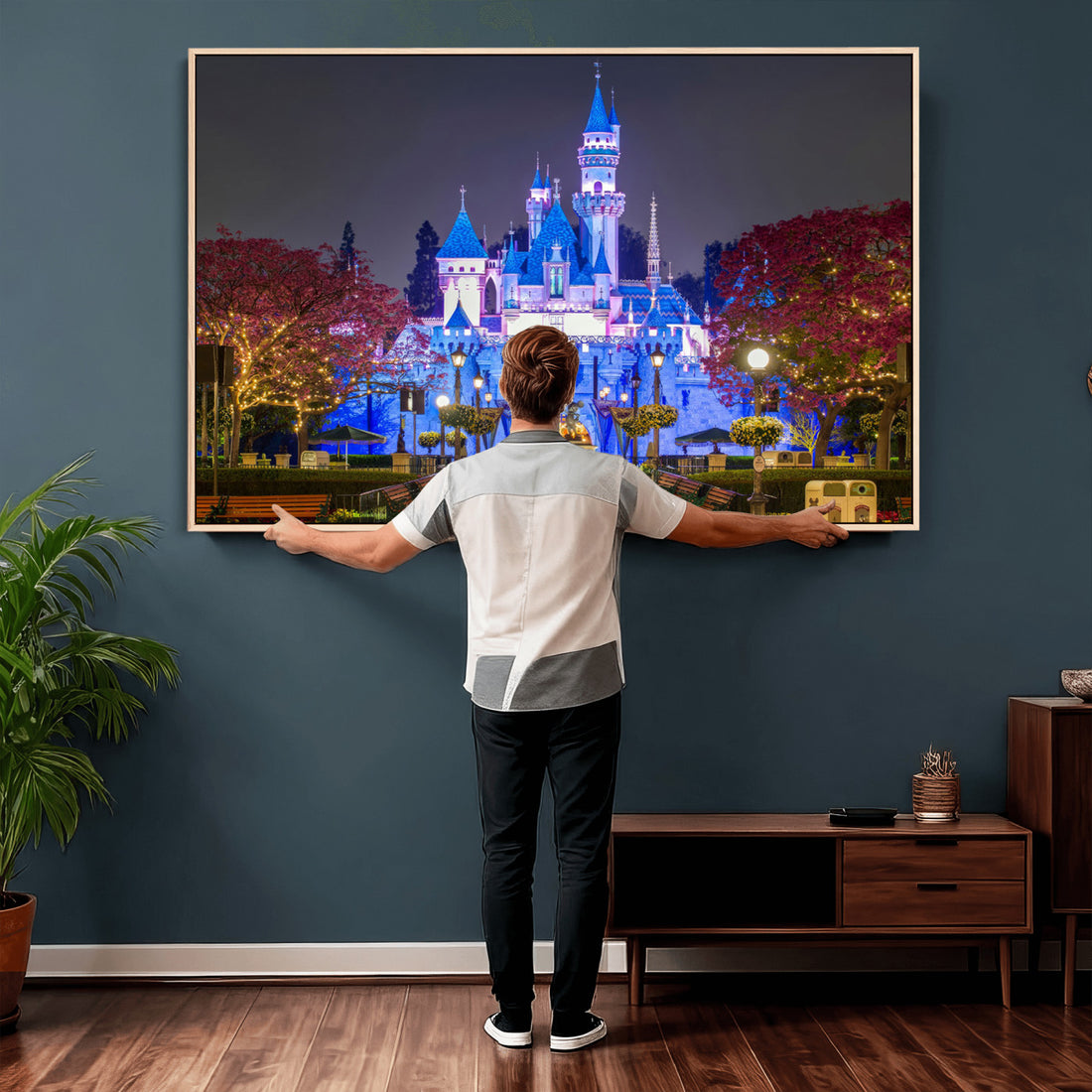 Disney Castle Wall Art Canvas Print, Magical Fairytale Kingdom Kids Room Decor
