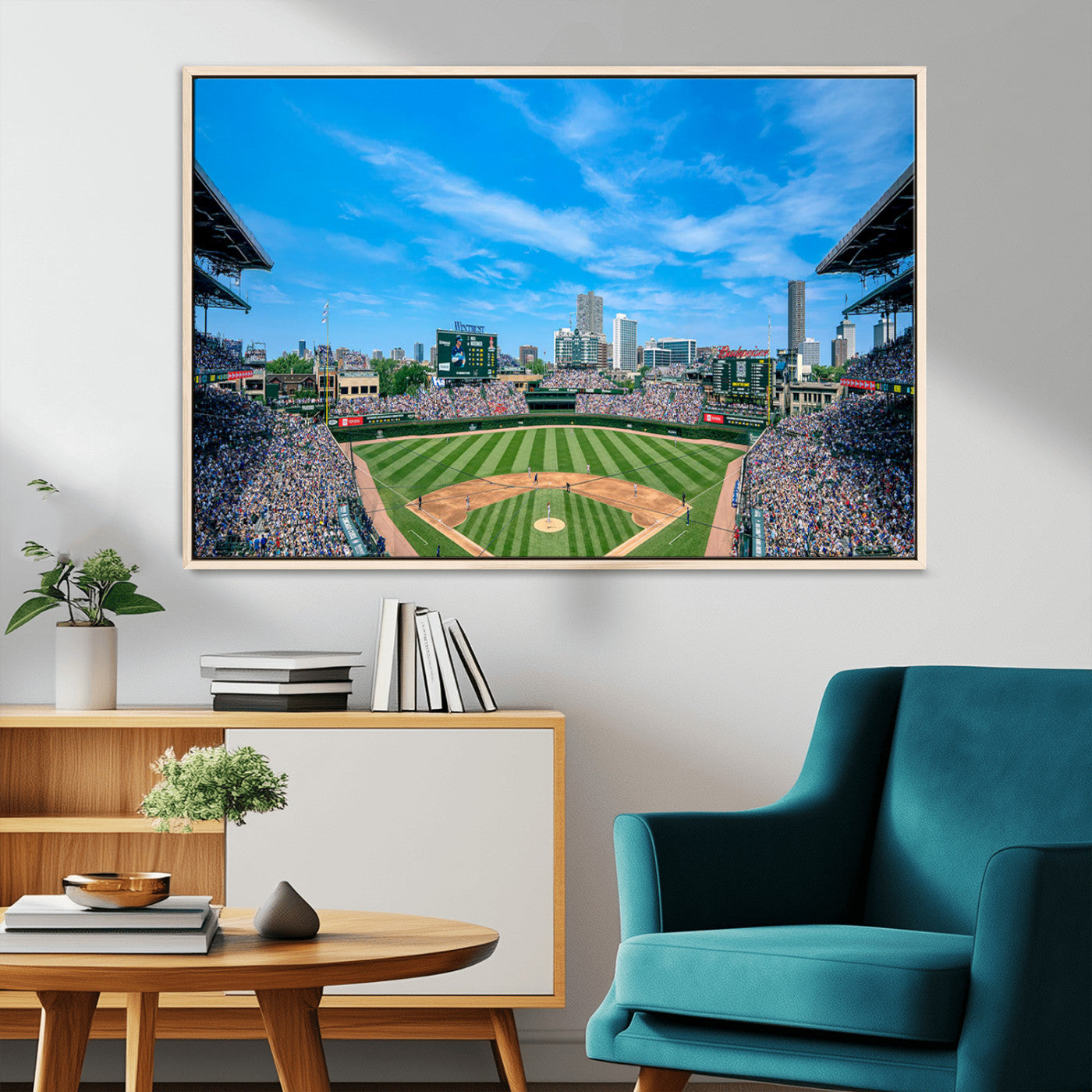 MGV-FC-36X24 - Wrigley Field Chicago Cubs Panoramic Art Multi Piece Canvas - Iconic Baseball Stadium Print for
