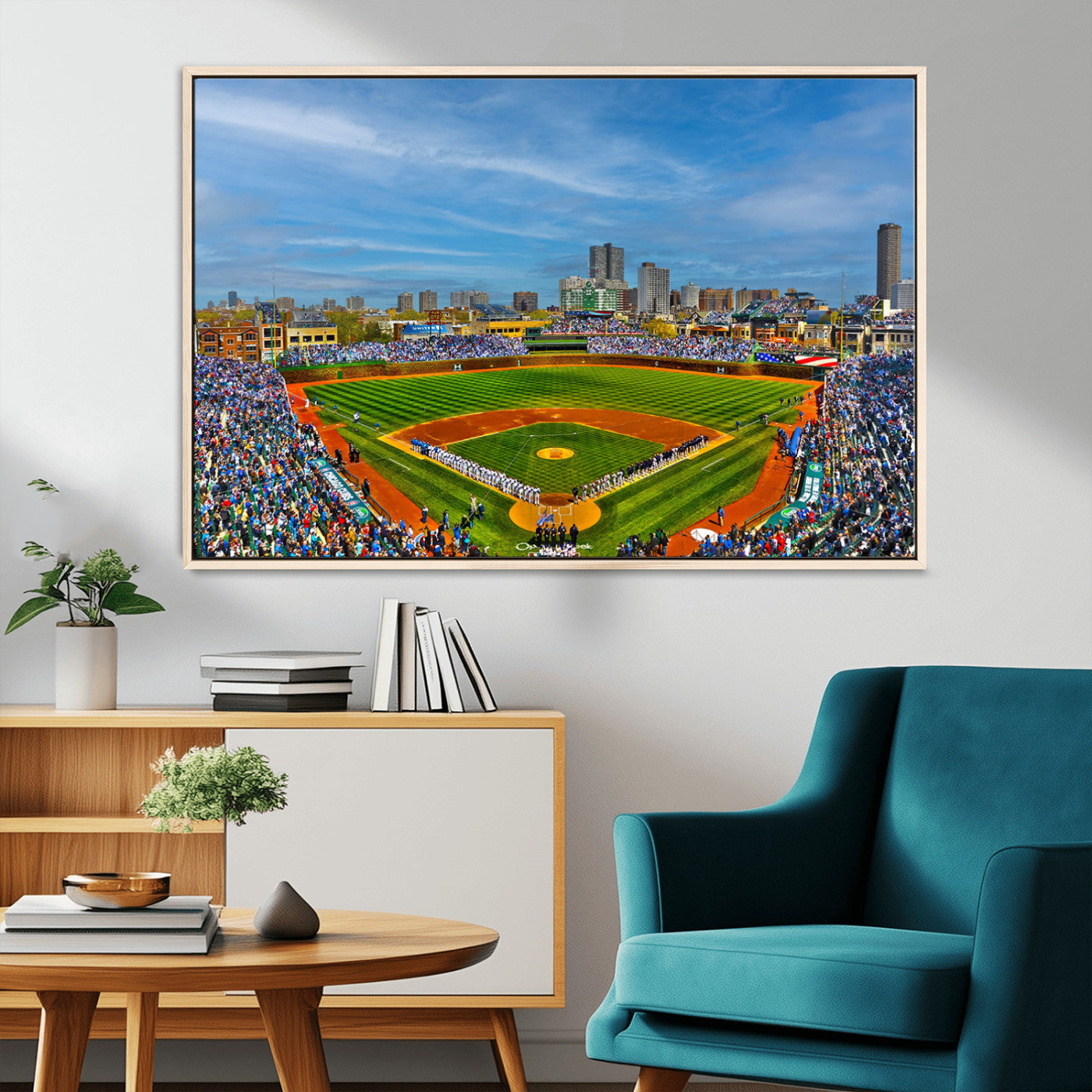 MGV-FC-36X24 - Wrigley Field Chicago Cubs Panoramic Multi Piece Canvas Wall Art - Iconic Baseball Stadium Canvas