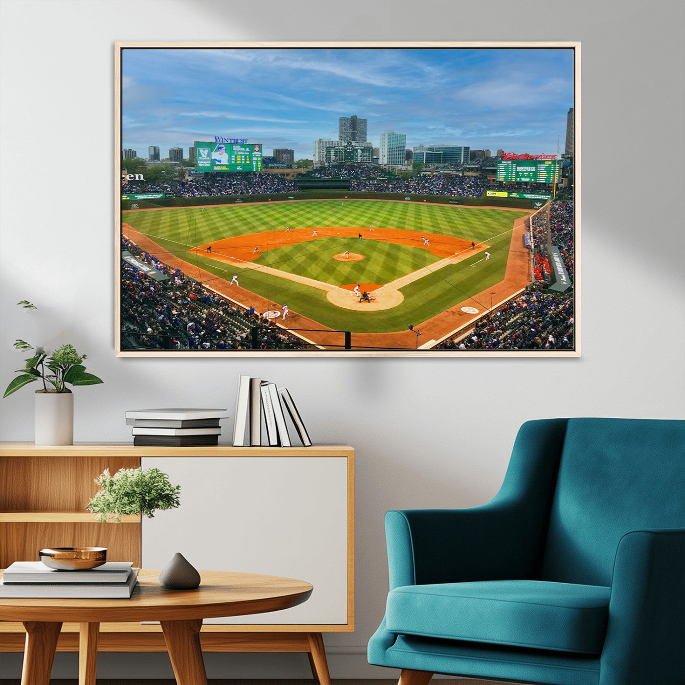 MGV-FC-36X24 - Wrigley Field Chicago Cubs Panoramic Multi Piece Canvas Wall Art - Iconic Baseball Stadium Print for