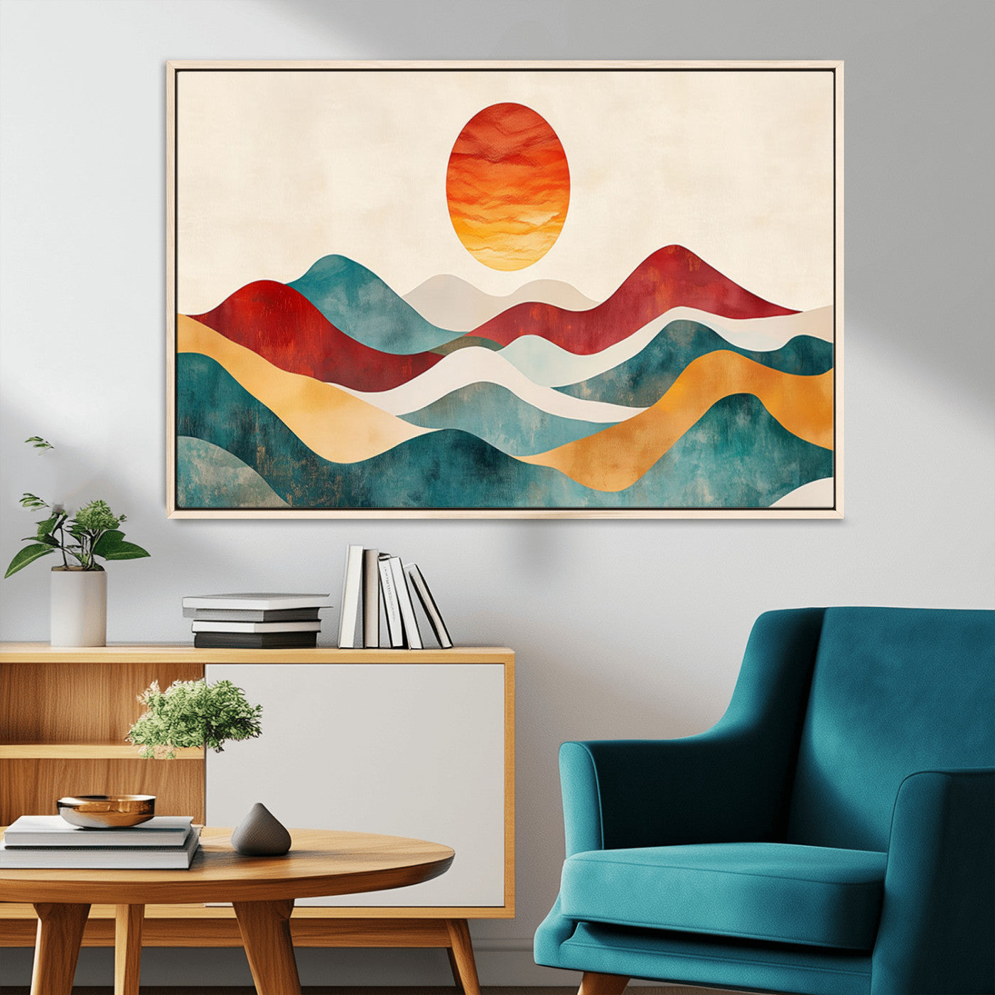 MGV-FC-36X24 - Southwest Mountain Canvas - Boho Triptych Wall Art - Rustic Woodland Nursery Decor - Abstract Nature
