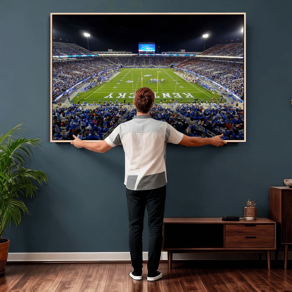 14304-MGV-CV-36X24 - Kroger Field Canvas Wall Art, Kentucky Stadium Wall Art, Framed and Ready to Hang