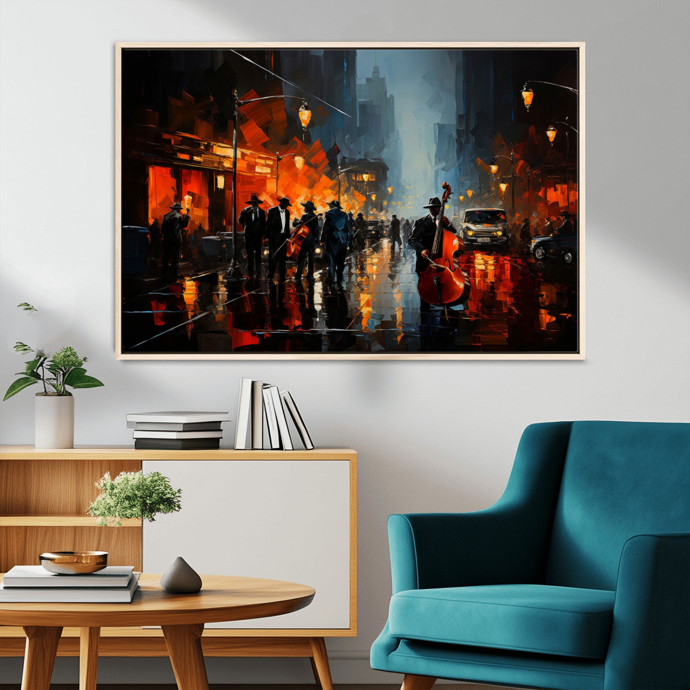 MGV-FC-36X24 - Winston Porter Jazz Wall Art - African American Music Canvas - Abstract Colorful Music Art - Framed