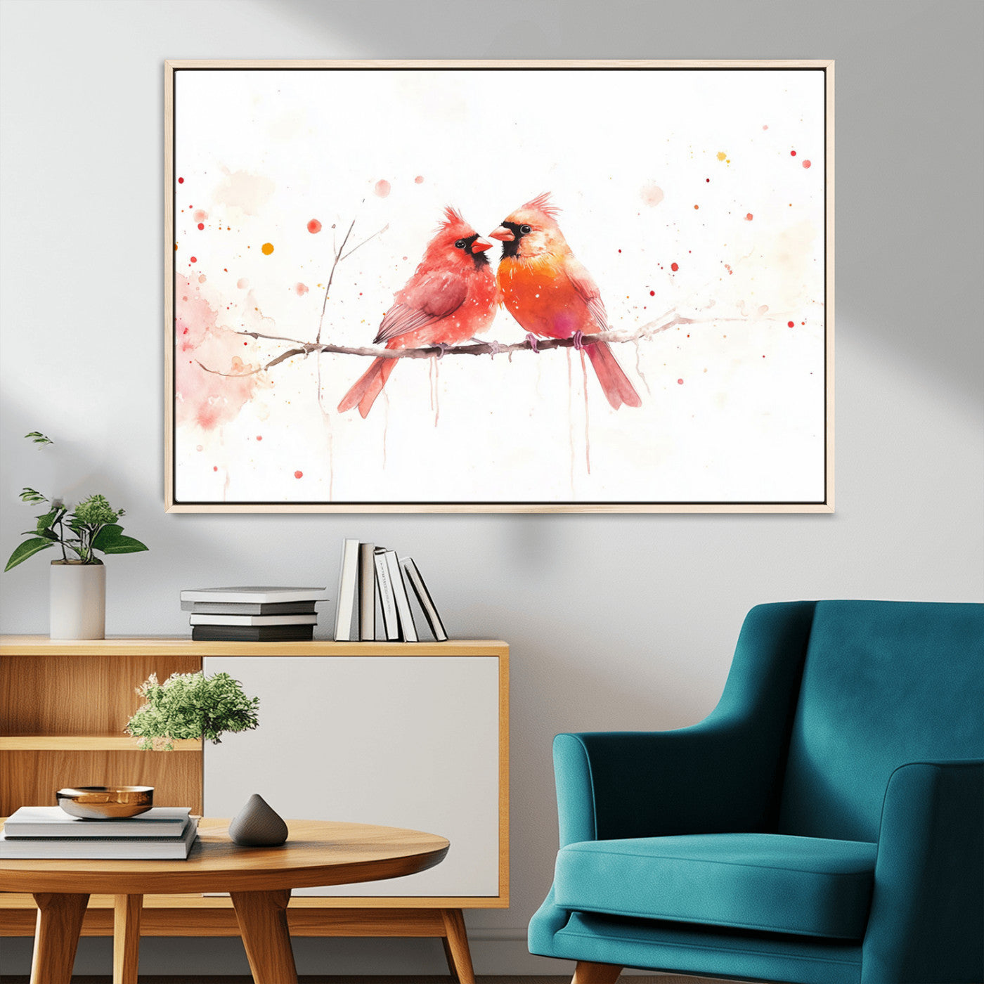 MGV-FC-36X24 - Cardinal Bird Canvas Wall Art - Male and Female Cardinal Print - Nature-Inspired Bird Wall Decor for