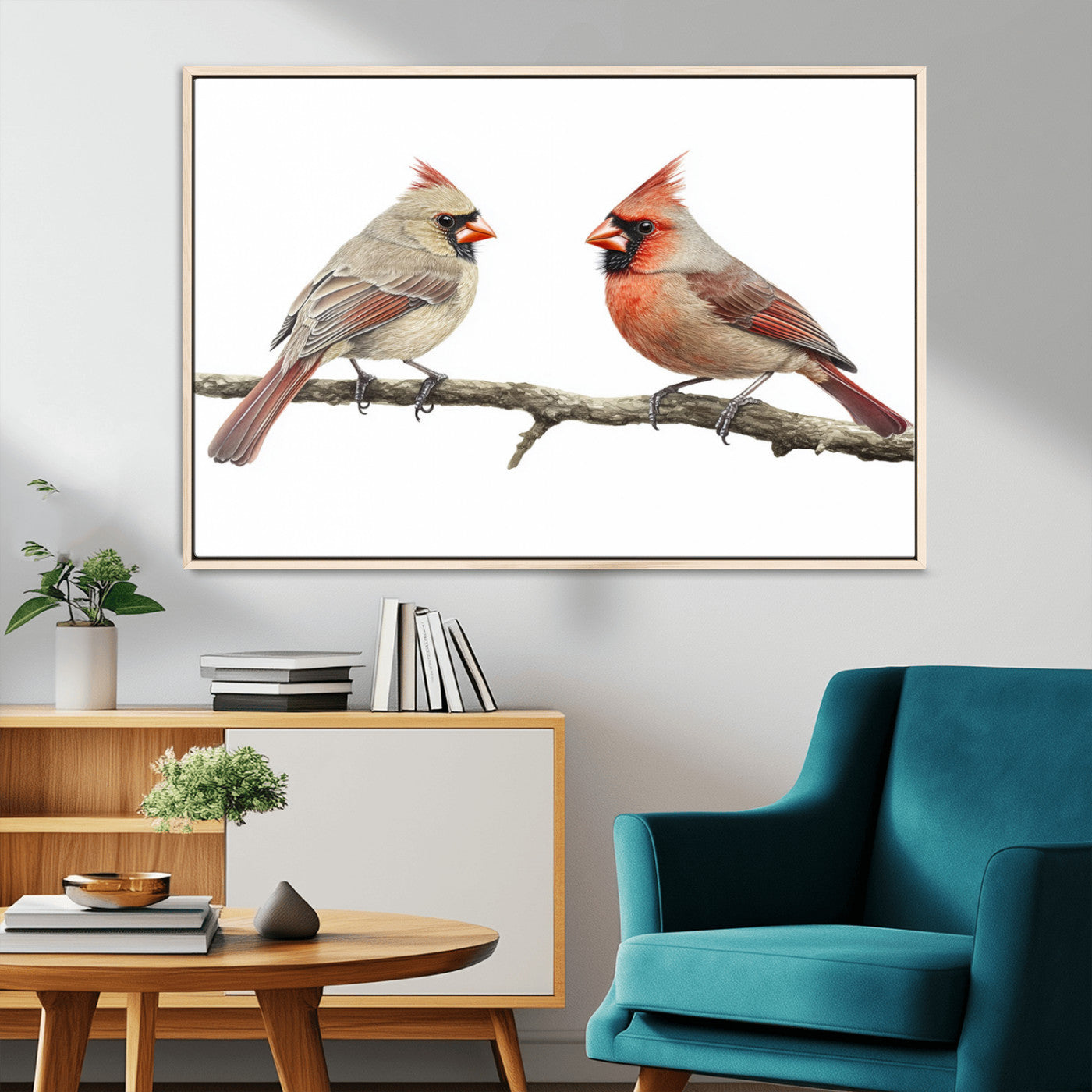 MGV-FC-36X24 - Cardinal Canvas Wall Art - Male and Female Cardinal Print - Nature-Inspired Bird Wall Decor for Home