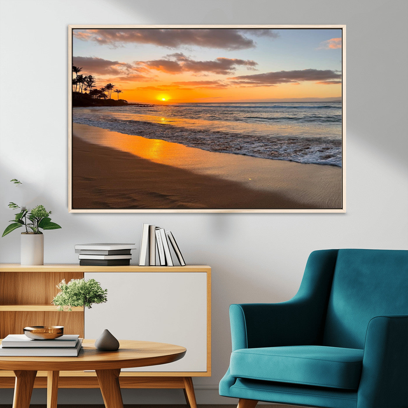 MGV-FC-36X24 - Sunset Wall Art Print - Stunning Beach Sunset Canvas Artwork for Elegant Home or Office Coastal