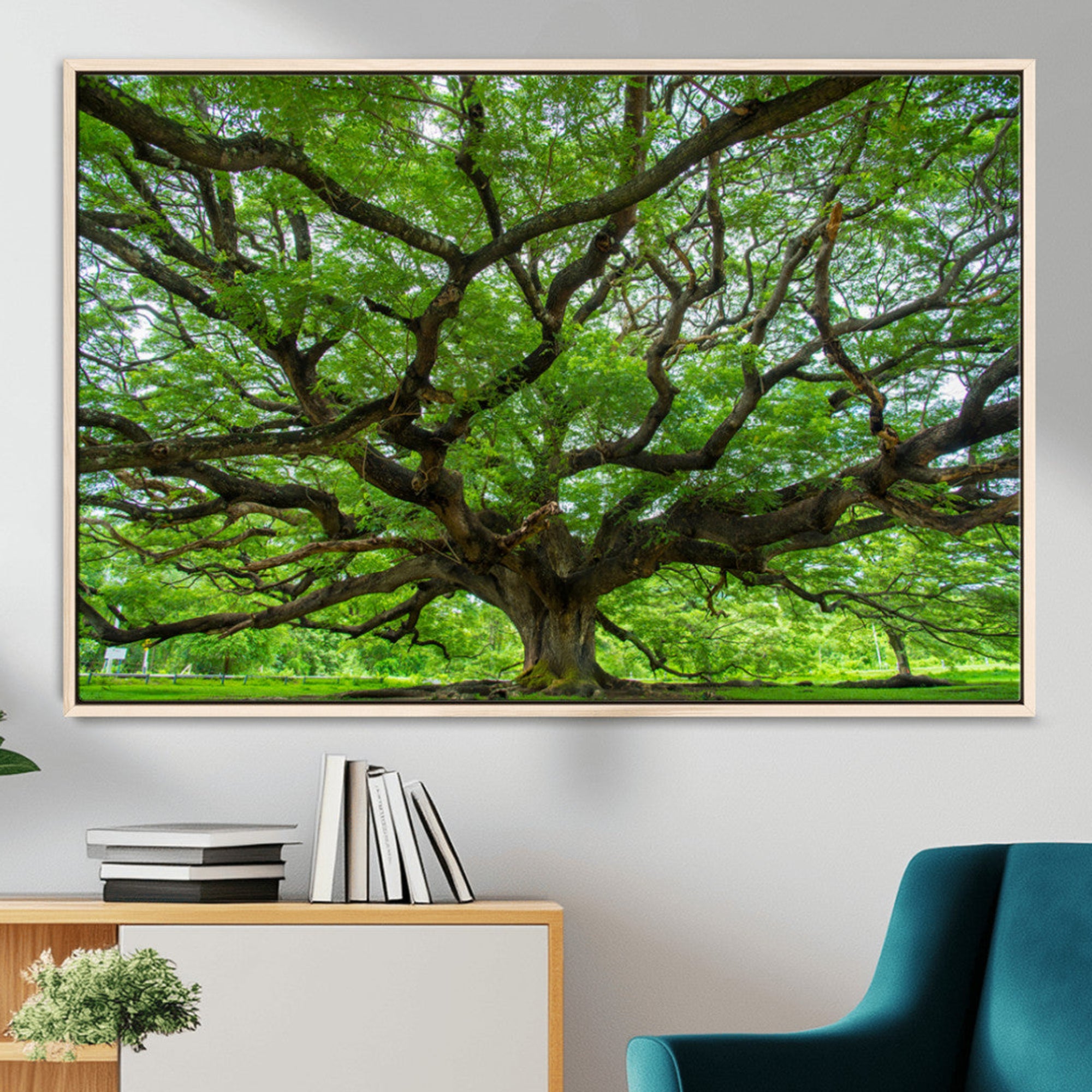 49375306-MGV-CV-36X24-Ancient Tree Wall Art Canvas Print, Framed Sprawling Branches Art Picture Print, Gnarling Tree Perfect Earthy Natural Decor Artwork