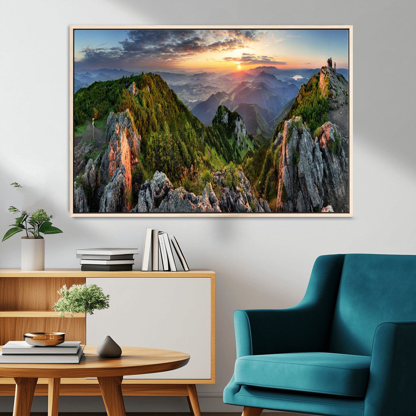 MGV-FC-36X24 - Mountain Sunset Panoramic Canvas Print – Scenic Wilderness Landscape, Majestic Summit , Multi-Panel