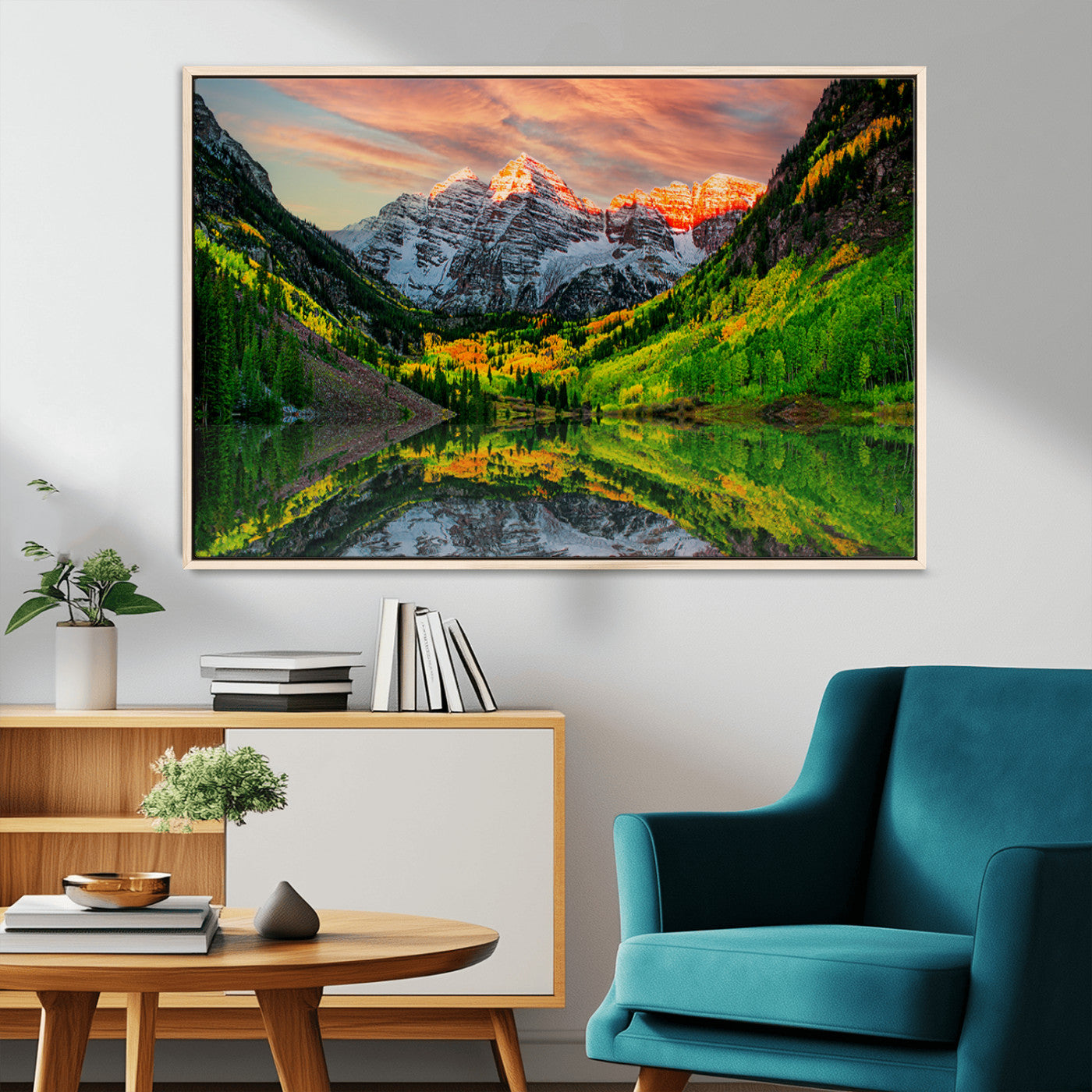 MGV-FC-36X24 - Maroon Bells Lake Wall Art Canvas Print – Majestic Colorado Mountain Landscape, Autumn Reflection,