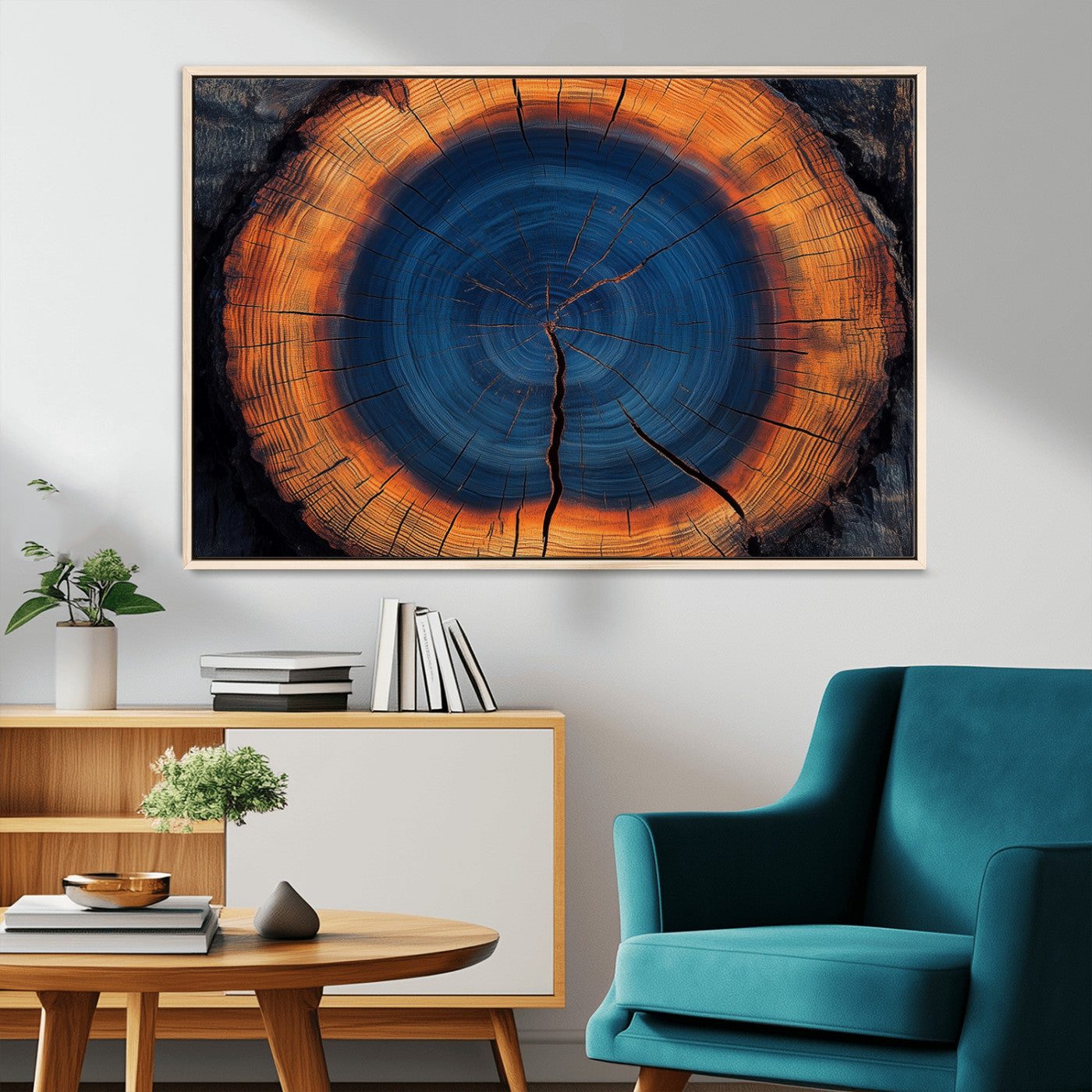 MGV-FC-36X24 - Abstract Tree Ring Wall Art Print, Natural Rustic Wood Texture Canvas Print, Framed Tree Ring Printing, Wood Tree Stump Artwork Canvas Print
