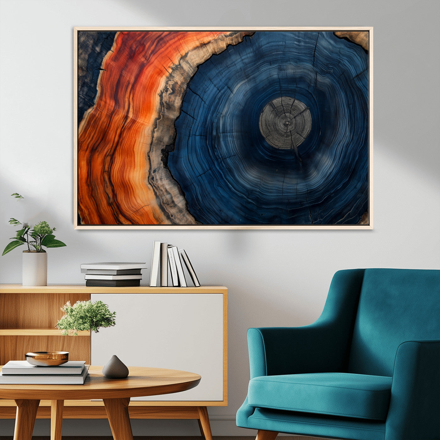 MGV-FC-36X24 - Tree Rings Wall Art Canvas Print, Rustic Wood Print, Framed Natural Texture Art Print, Wood Grain