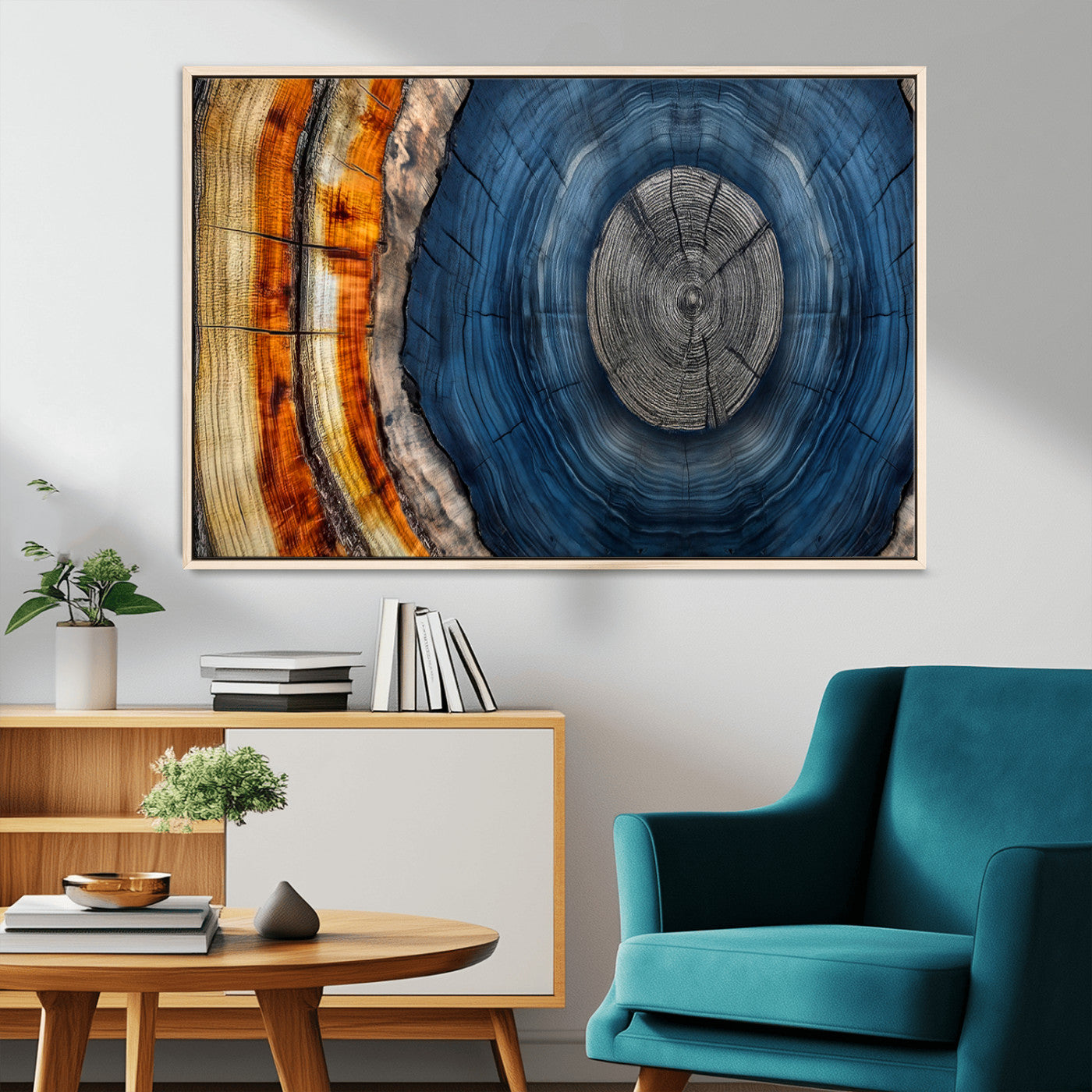 84489410-MGV-FC-36X24_Natural-Abstract Framed Tree Rings Wall Decor, Wood Grain Rings Artwork Print, Nature Woodland Modern Wall Decor for Barn Wall, Farmhouse Decor