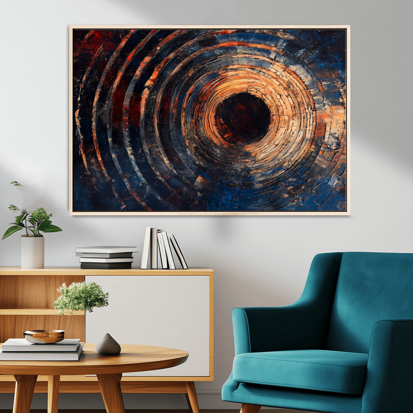 MGV-FC-36X24 - Wood Tree Ring Wall Art Canvas Print, Framed Natural Wood Art Picture Print, Rustic Tree Slice Perfect Rustic Decor Artwork
