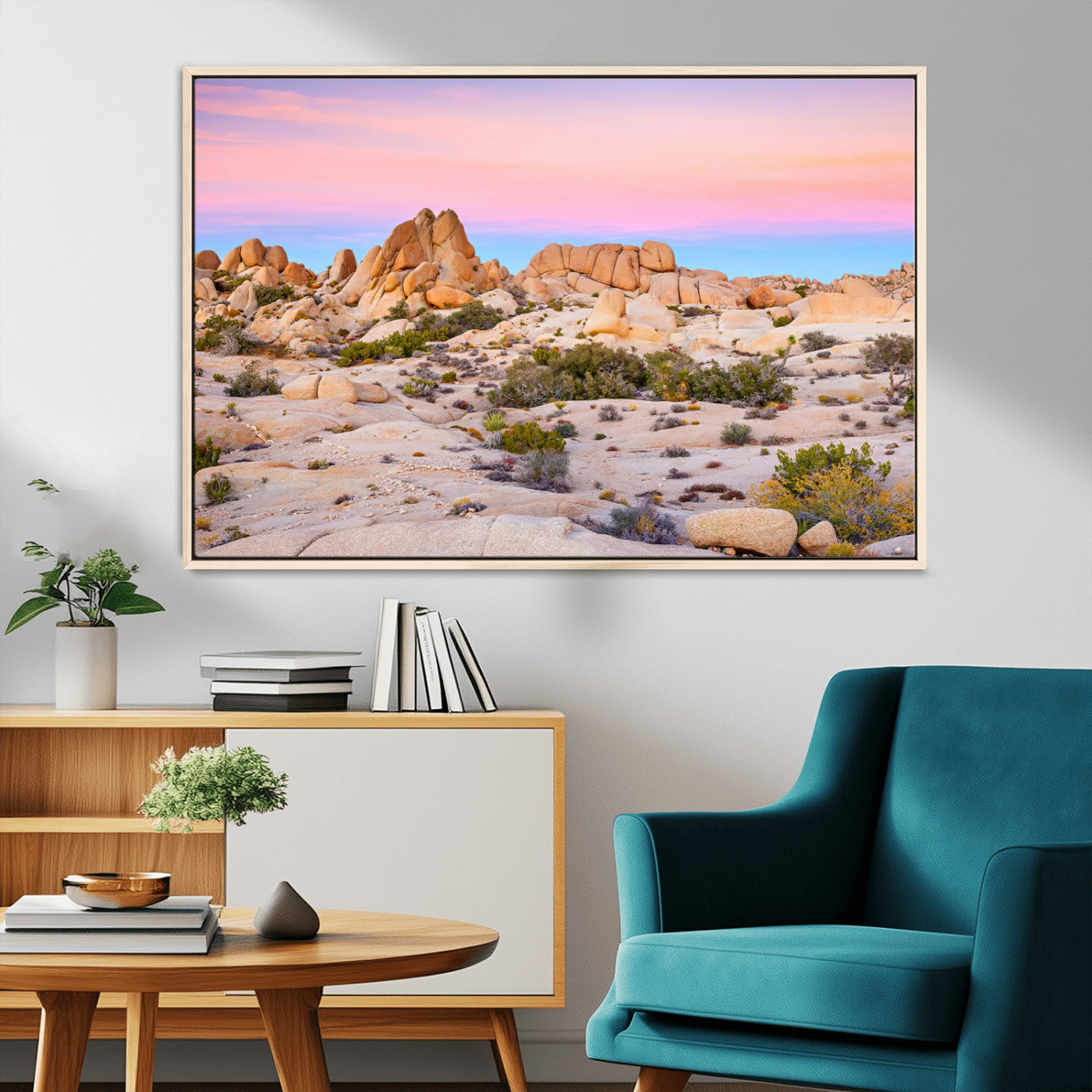 MGV-FC-36X24 - Vibrant Sunset Sky Wall Art Canvas Print, Framed Joshua Tree Art Picture Print, Rugged Terrain Perfect Southwestern Boho Decor Artwork