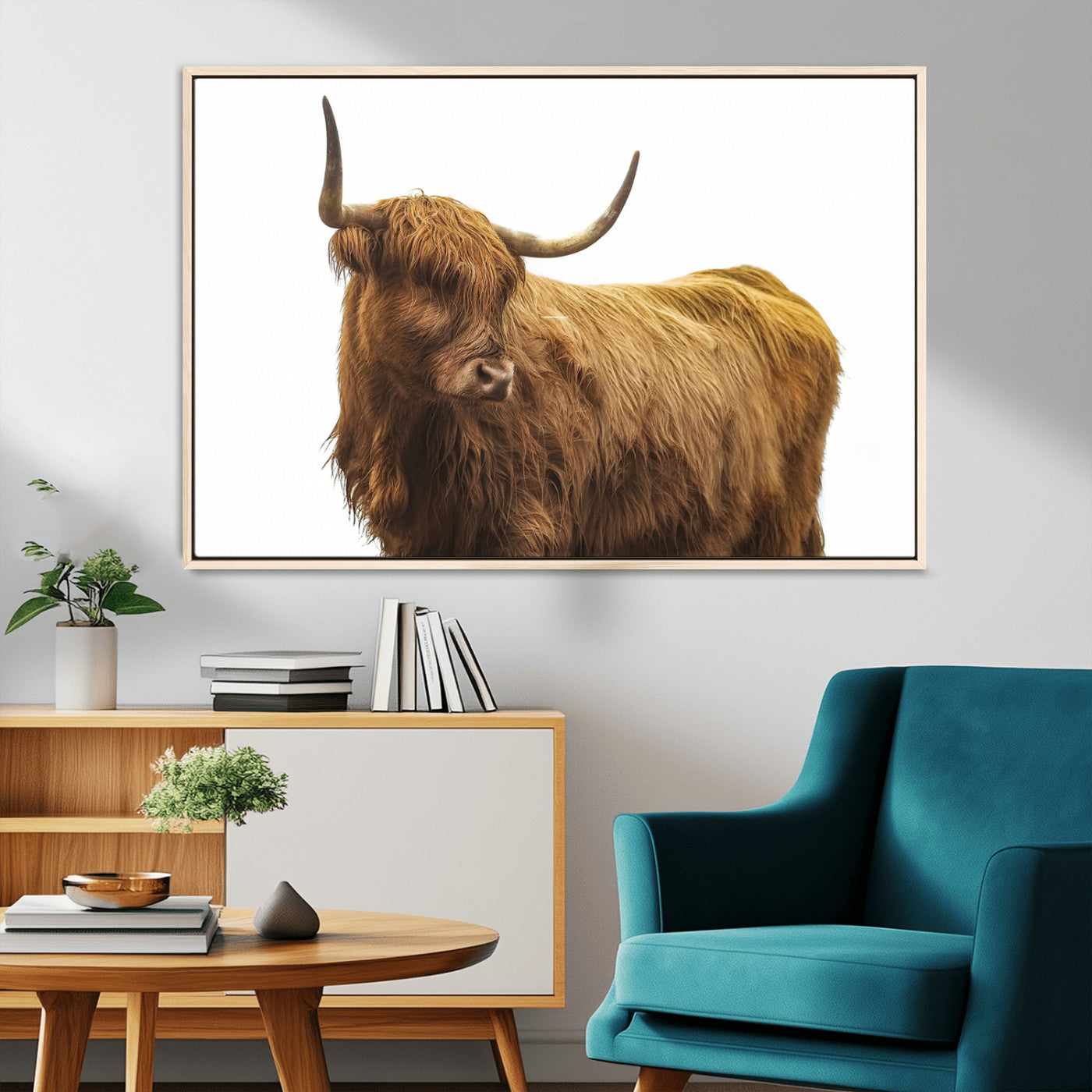 MGV-FC-36X24 - Highland Cow Wall Art Canvas Print, Framed Farmhouse Wall Art Art Picture Print, Rustic Animal Decor Perfect Rustic Farmhouse Decor Artwork