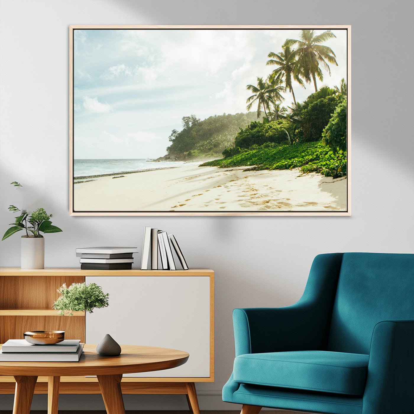 MGV-FC-36X24 - Relaxing Beach Wall Art Canvas Print, Framed Ocean View Art Picture Print, Coastal Serenity Perfect Tropical Coastal Decor Artwork