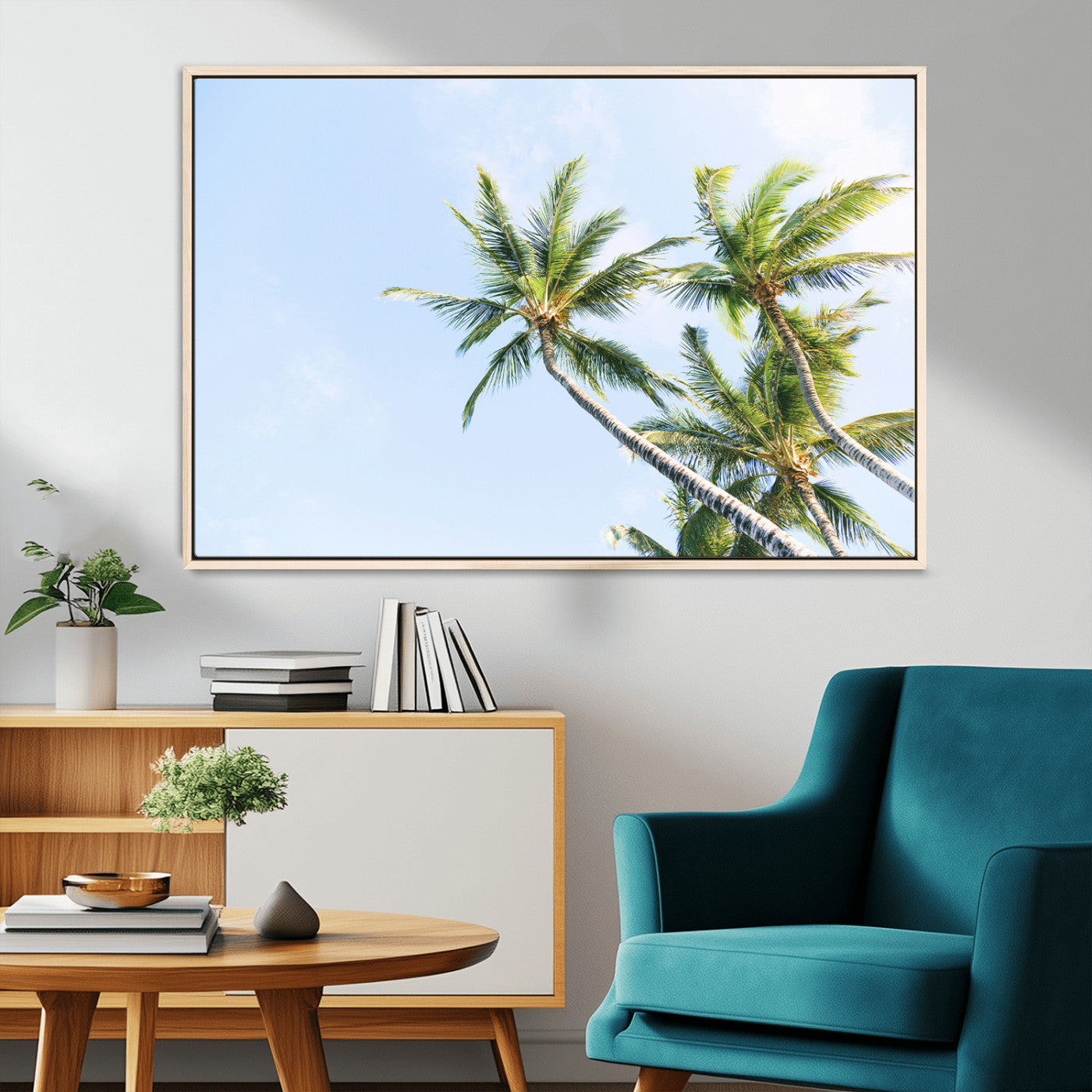 MGV-FC-36X24 - Palm Trees Wall Art Canvas Print, Framed Tropical Art Picture Print, Coastal Perfect Tropical Decor Artwork