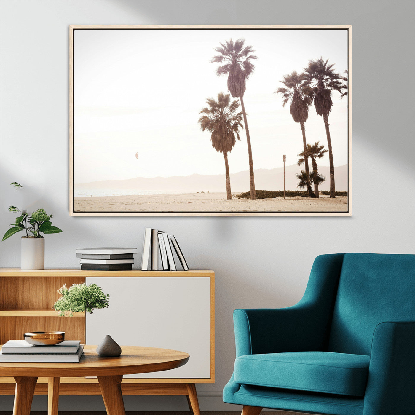 MGV-FC-36X24 - Coastal Light Wall Art Canvas Print, Framed Relaxing Shoreline Art Picture Print, Minimalist Ocean Perfect Tropical Serenity Decor Artwork