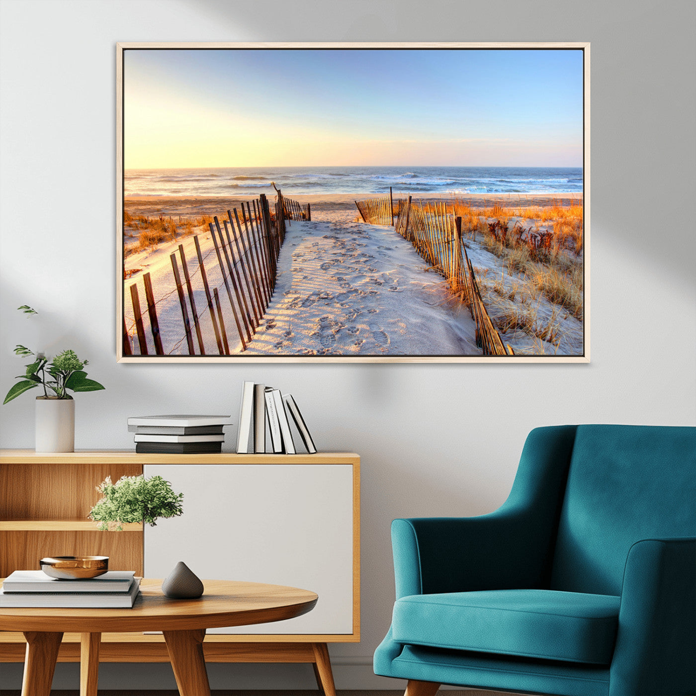 MGV-FC-36X24 - Ocean Sunset Wall Art Wall Art Canvas Print, Framed Nautical Photography Art Picture Print, Summer Beach House Decor Perfect Coastal Serenity Decor Artwork