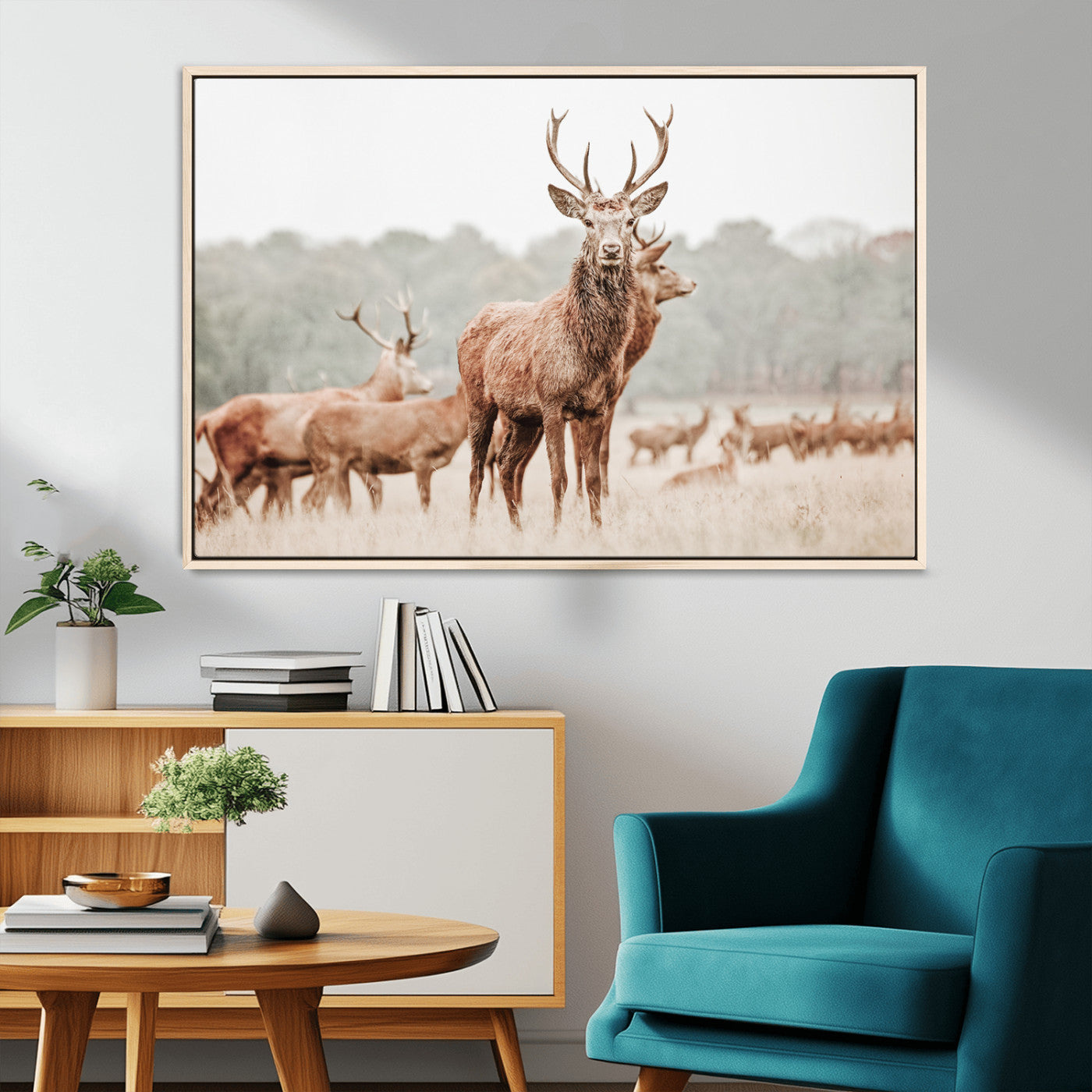MGV-FC-36X24 - Rustic Nature Art Wall Art Canvas Print, Framed Stag Canvas Print Art Picture Print, Woodland Decor Perfect Rustic Lodge Decor Artwork