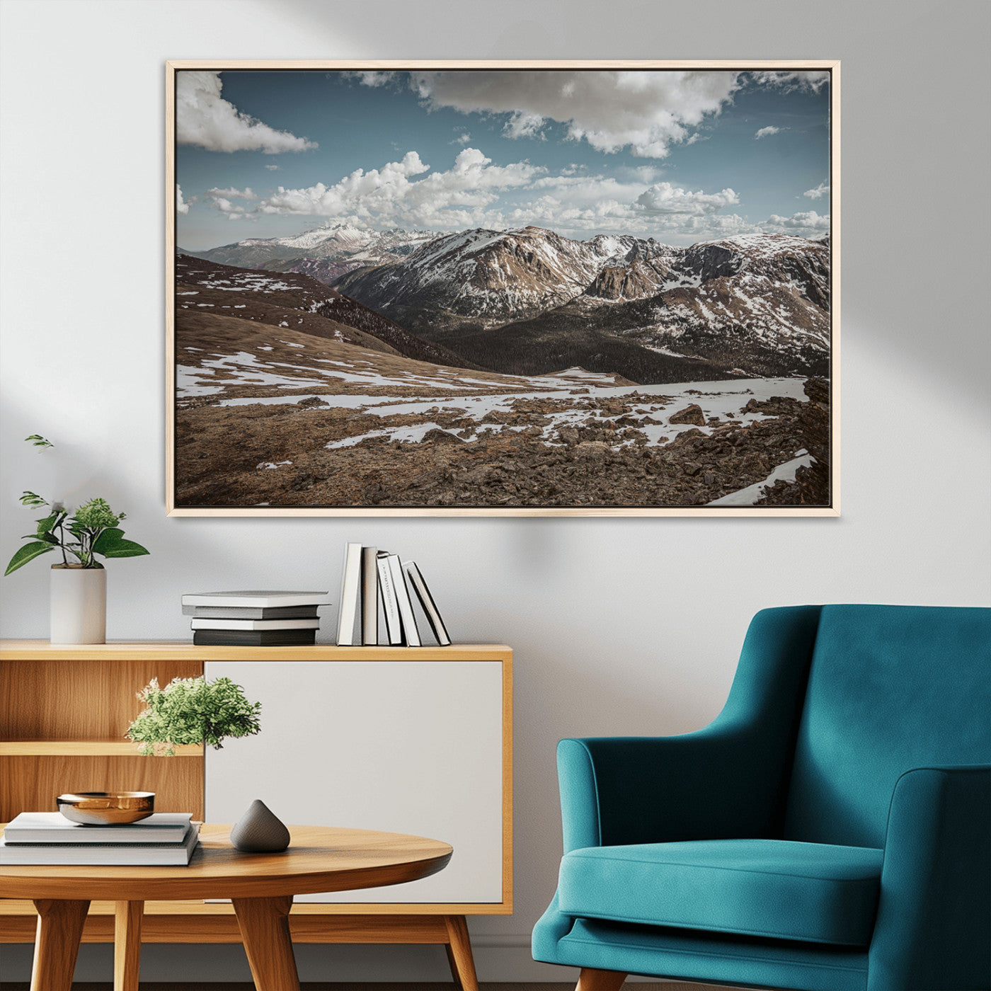 MGV-FC-36X24 - Mountain Landscape Wall Art Canvas Print, Framed Snowy Peaks Art Picture Print, Rugged Highlands Perfect Rustic Adventure Decor Artwork