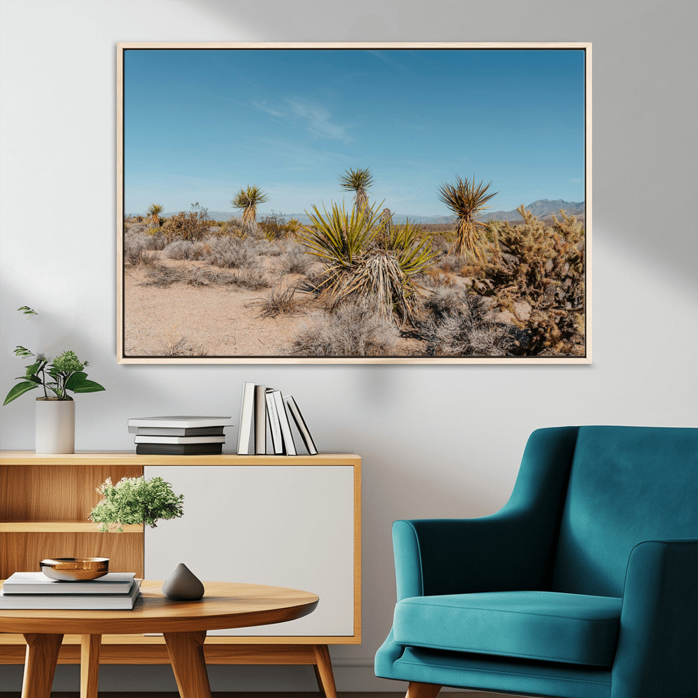 MGV-FC-36X24 - Joshua Tree Wall Art Canvas Print, Framed Desert Landscape Art Picture Print, Warm Earth Tones Perfect Southwestern Minimalist Decor Artwork