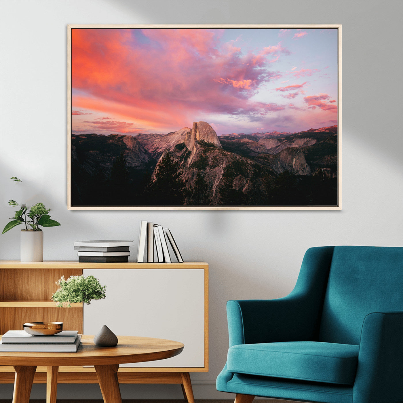 MGV-FC-36X24 - Half Dome Wall Art Canvas Print, Framed Yosemite National Park Art Picture Print, Dramatic Sunset Perfect Adventurous Wilderness Decor Artwork