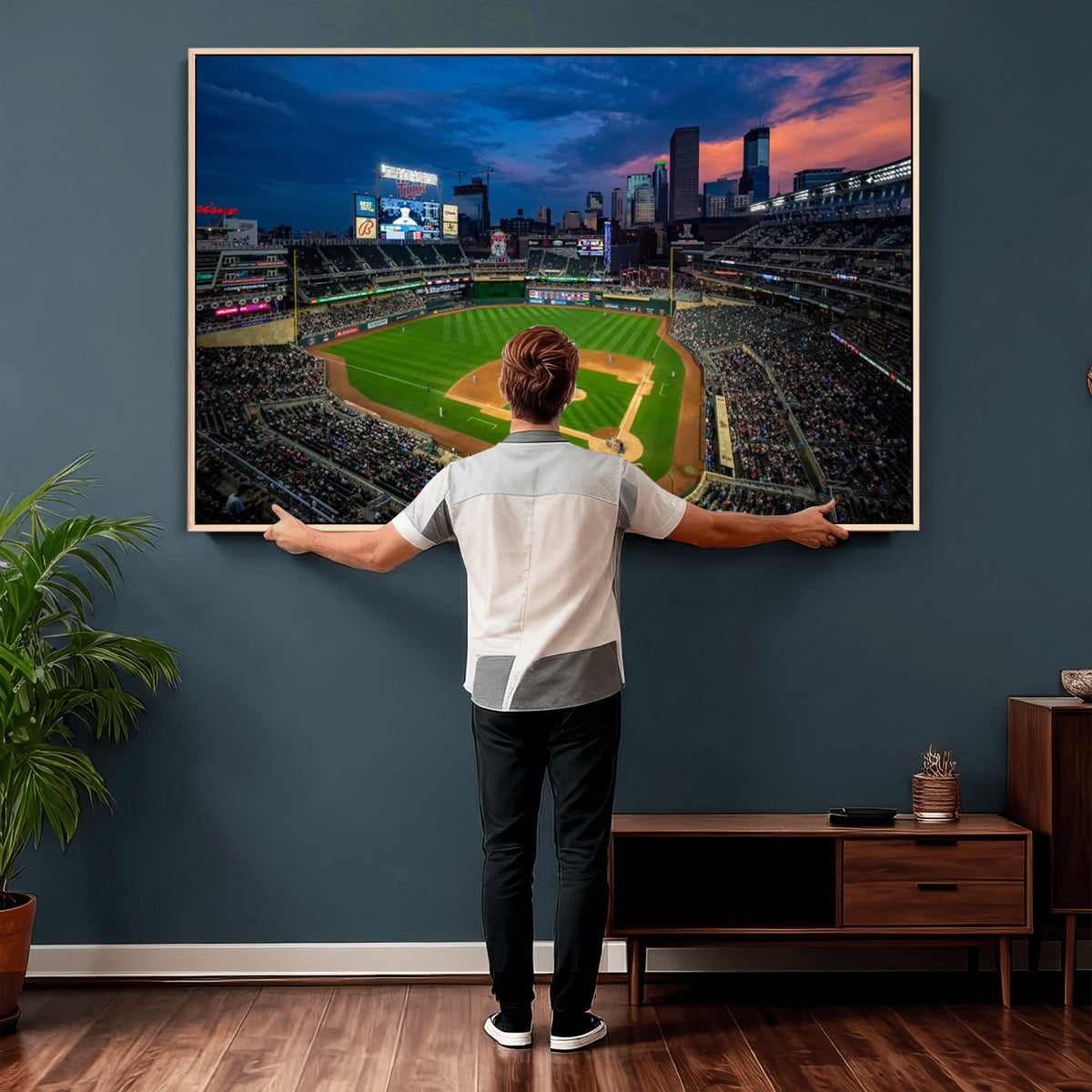 68222753-MGV-CV-36X24 - Target Field Wall Art Canvas Print, Baseball Stadium Scene