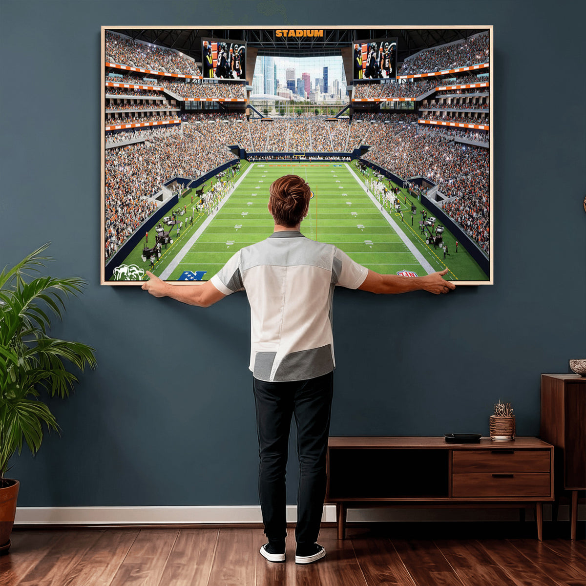 76935553-PAN-FL-20X10 - Chicago Bears Soldiers Field Wall Art Canvas Print, Home Office Wall Decor