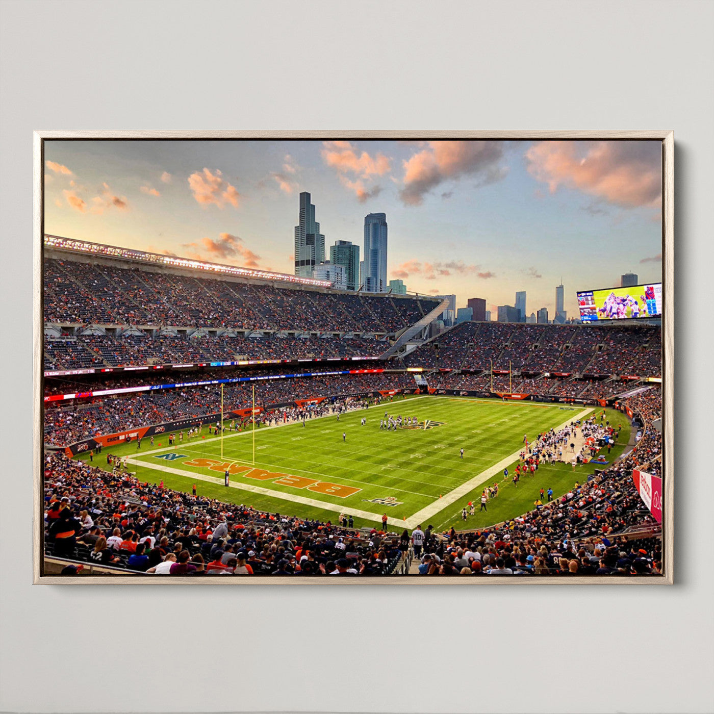 55377093-MGV-CV-36X24-Chicago Bears Soldiers Field Wall Art Canvas Print – Framed Football Stadium Artwork for Sports Fans, Soldier Field Skyline Canvas Decor for Game Room or Man Cave