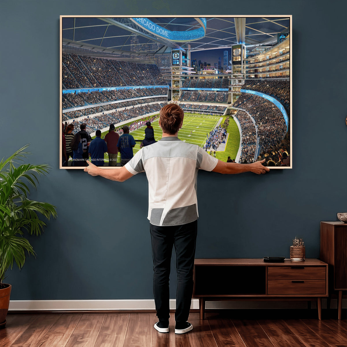 41816511-MGV-CV-36X24 - Chicago Dome Stadium Wall Art Canvas Print, Framed Modern Decor