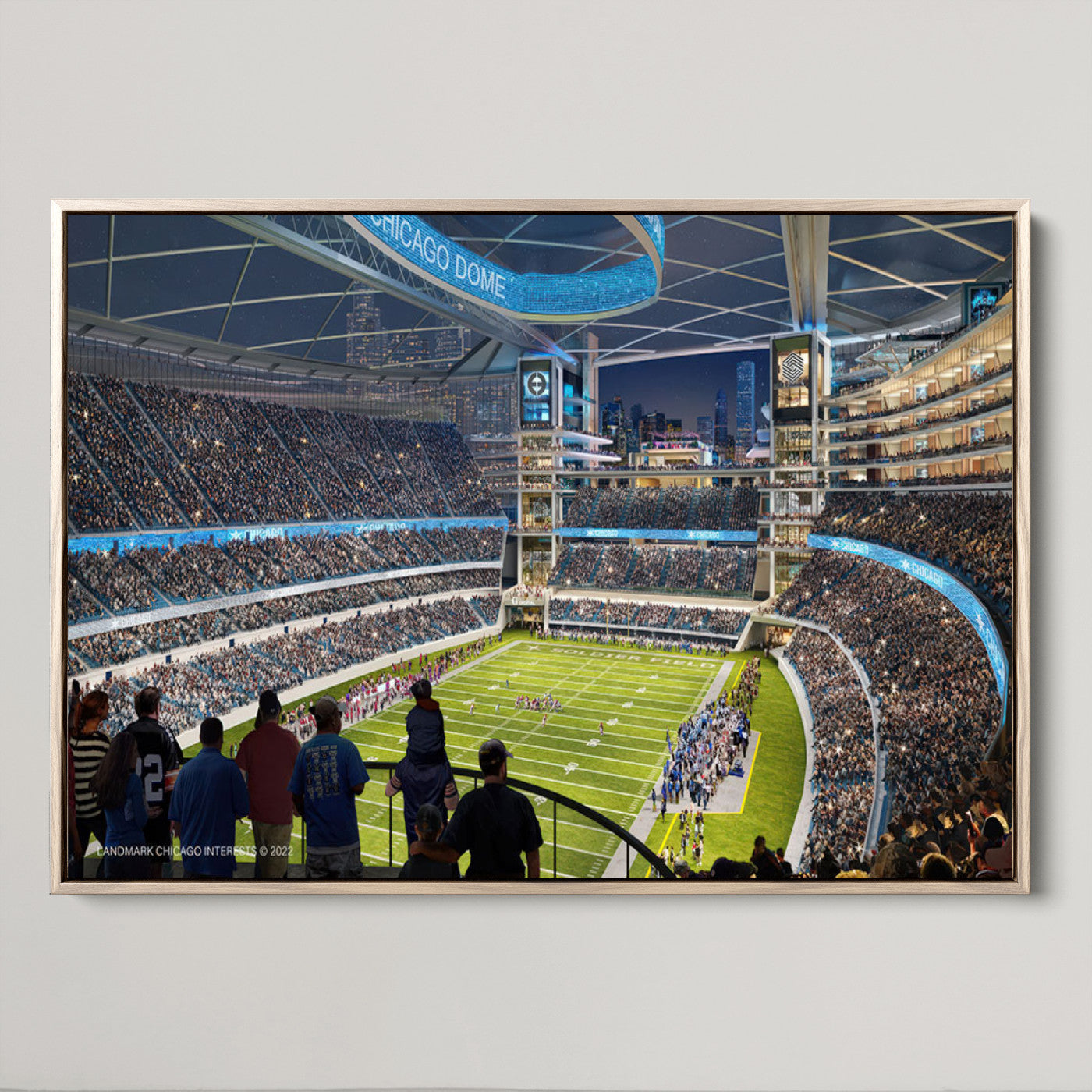 41816511-MGV-CV-36X24-Chicago Bears Soldiers Field Wall Art Canvas Print – Framed Football Stadium Artwork for Sports Fans, Soldier Field Skyline Canvas Decor for Game Room or Man Cave