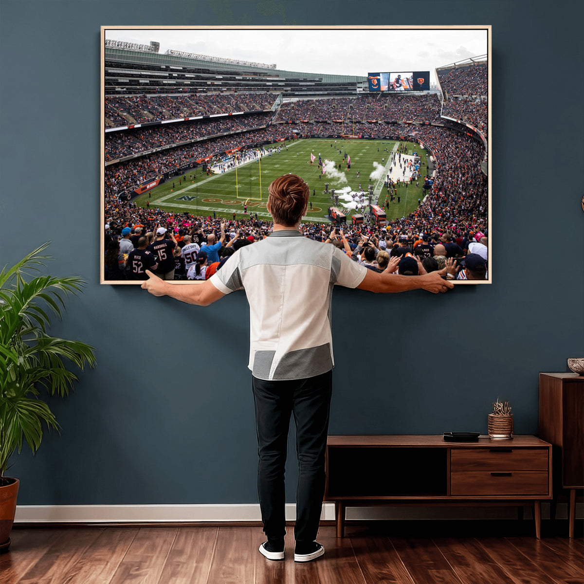 18347149-MGV-CV-36X24 - Chicago Bears Soldier Field Wall Art Canvas Print – Framed Football Stadium Artwork Team Spirit for home, office