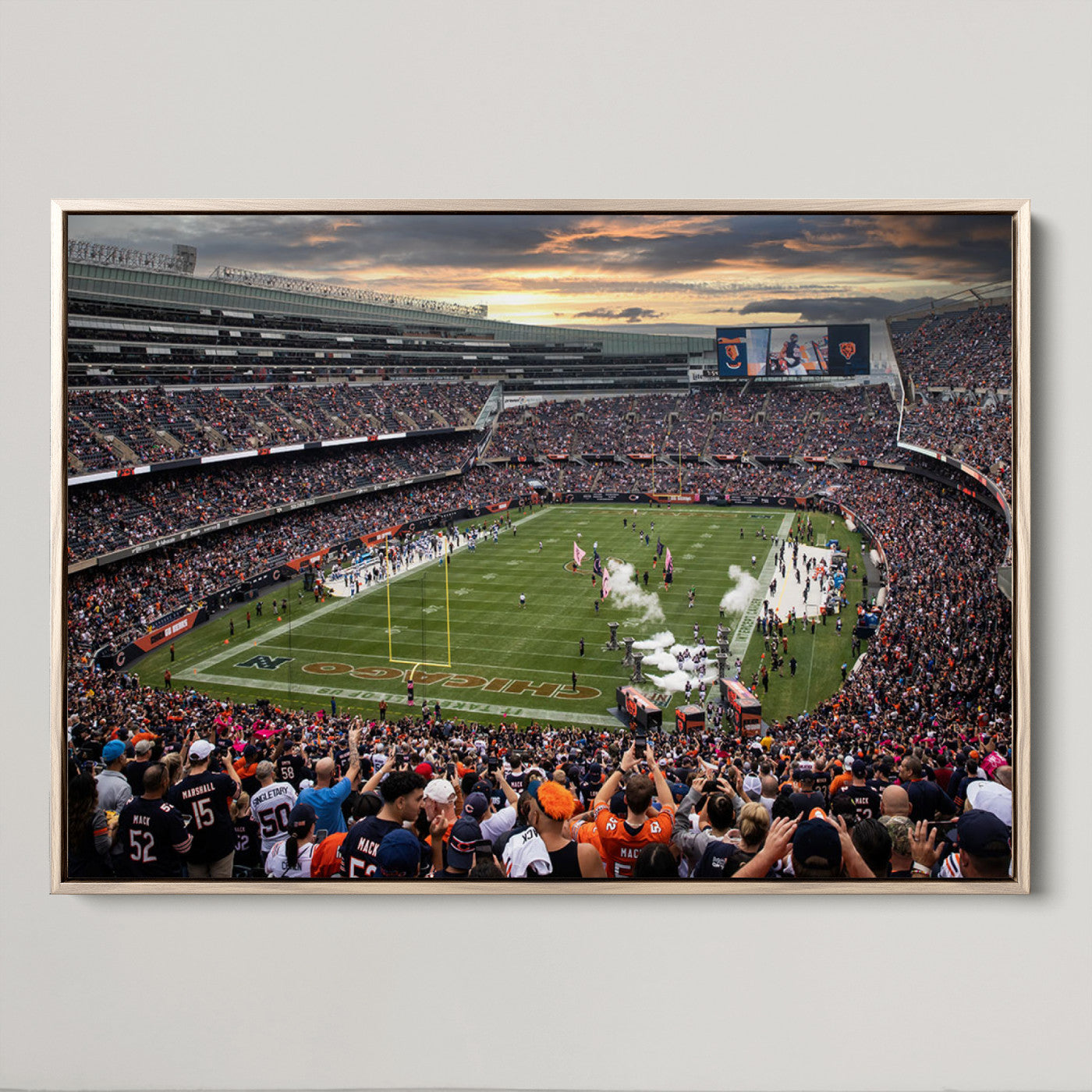 87578930-MGV-CV-36X24-Chicago Bears Soldiers Field Wall Art Canvas Print – Framed Football Stadium Artwork for Sports Fans, Soldier Field Skyline Canvas Decor for Game Room or Man Cave
