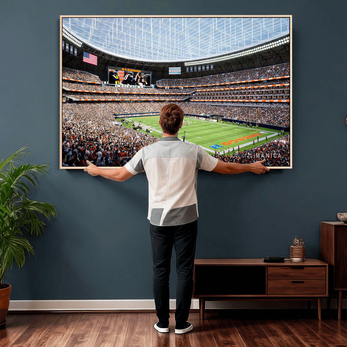 32530647-PAN-FL-20X10 - Chicago Bears Soldiers Field Wall Art Canvas Print, Framed and Ready to Hang
