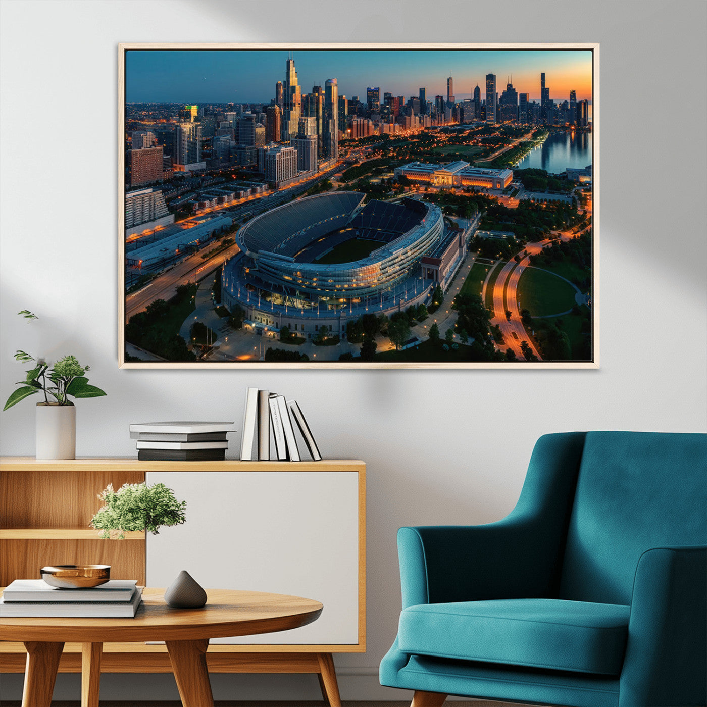 MGV-FC-36X24 - Chicago Bears Soldiers Field Wall Art Canvas Print – Framed Football Stadium Artwork for Sports