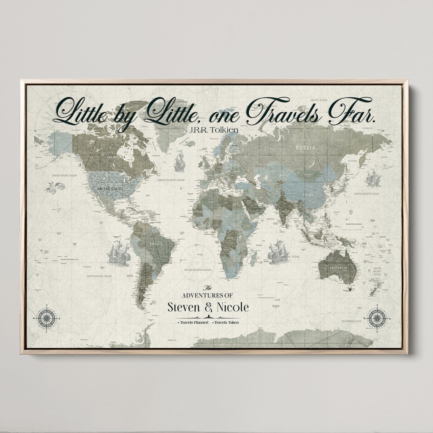 72081300-MGV-CV-36X24-Custom Push Pin World Map Wall Canvas Print – Personalized Travel Tracker with Pins – Framed Large Multi-Size Canvas for Home Office Decor
